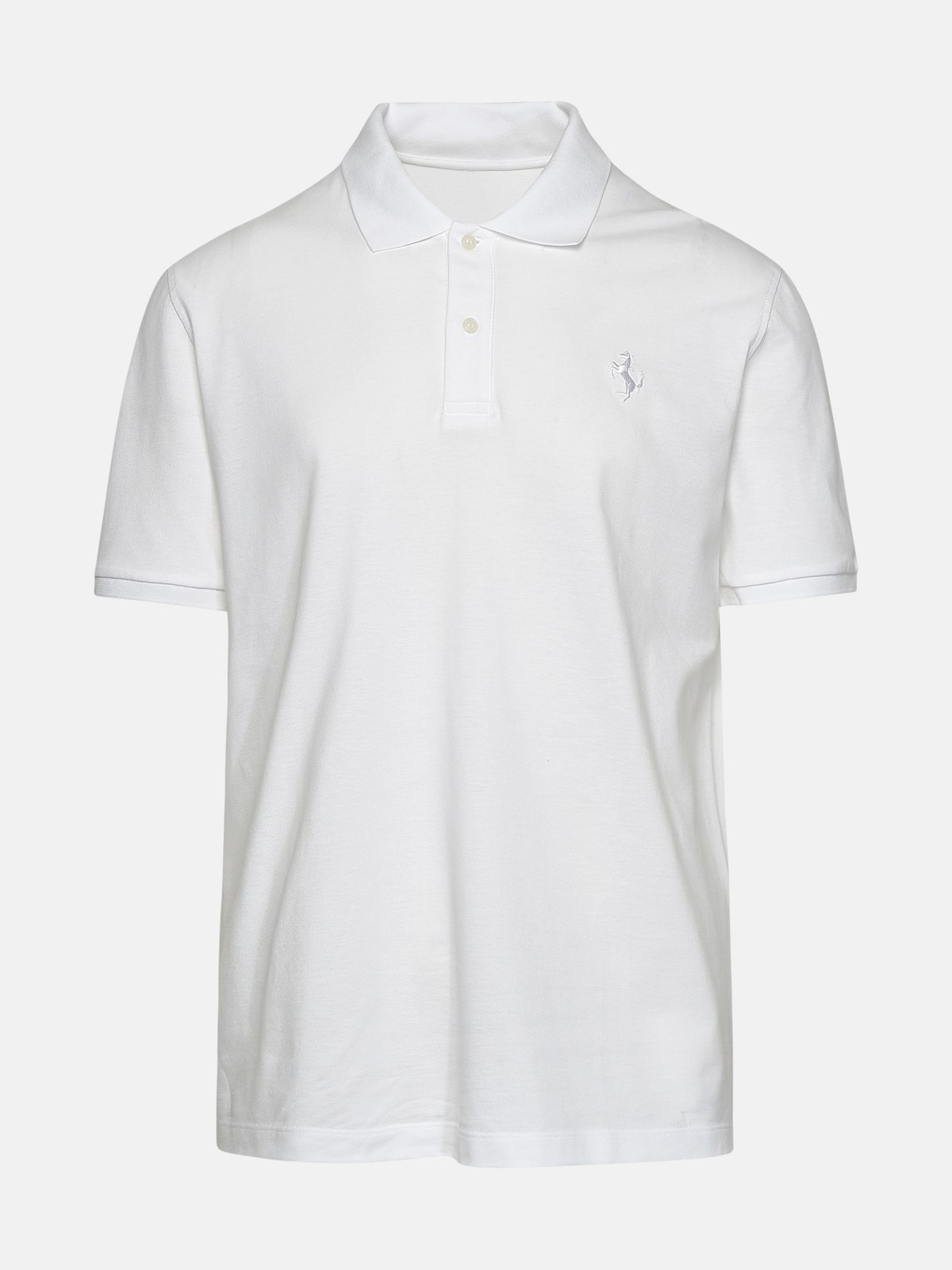 Ferrari White Cotton Blend Polo Shirt