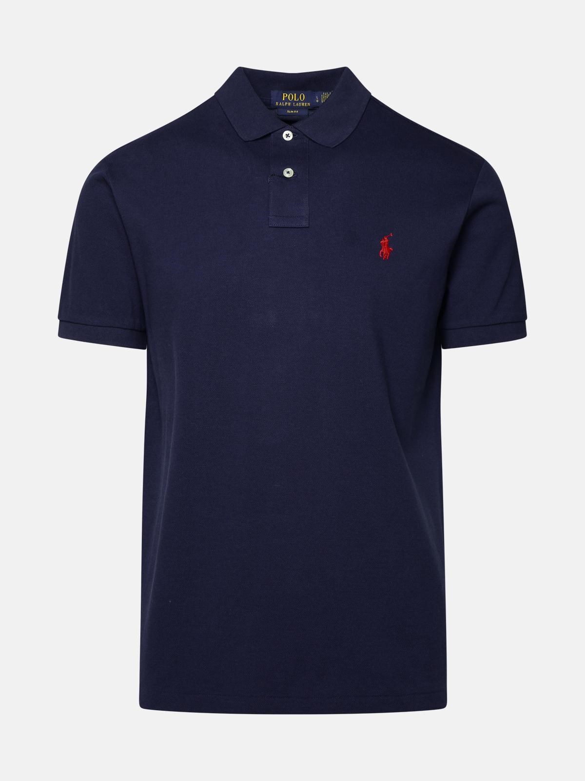Polo Ralph Lauren Blue Cotton Polo Shirt In Navy