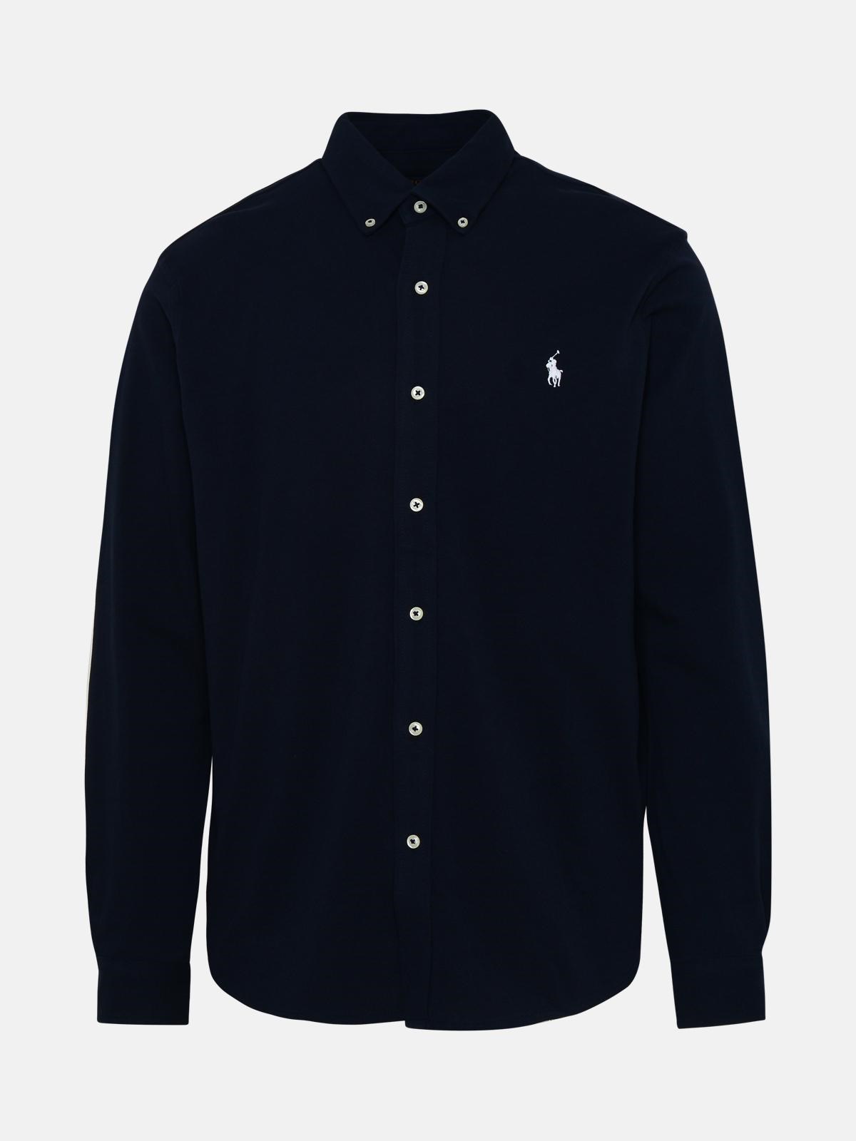 Polo Ralph Lauren Blue Cotton Shirt In Navy