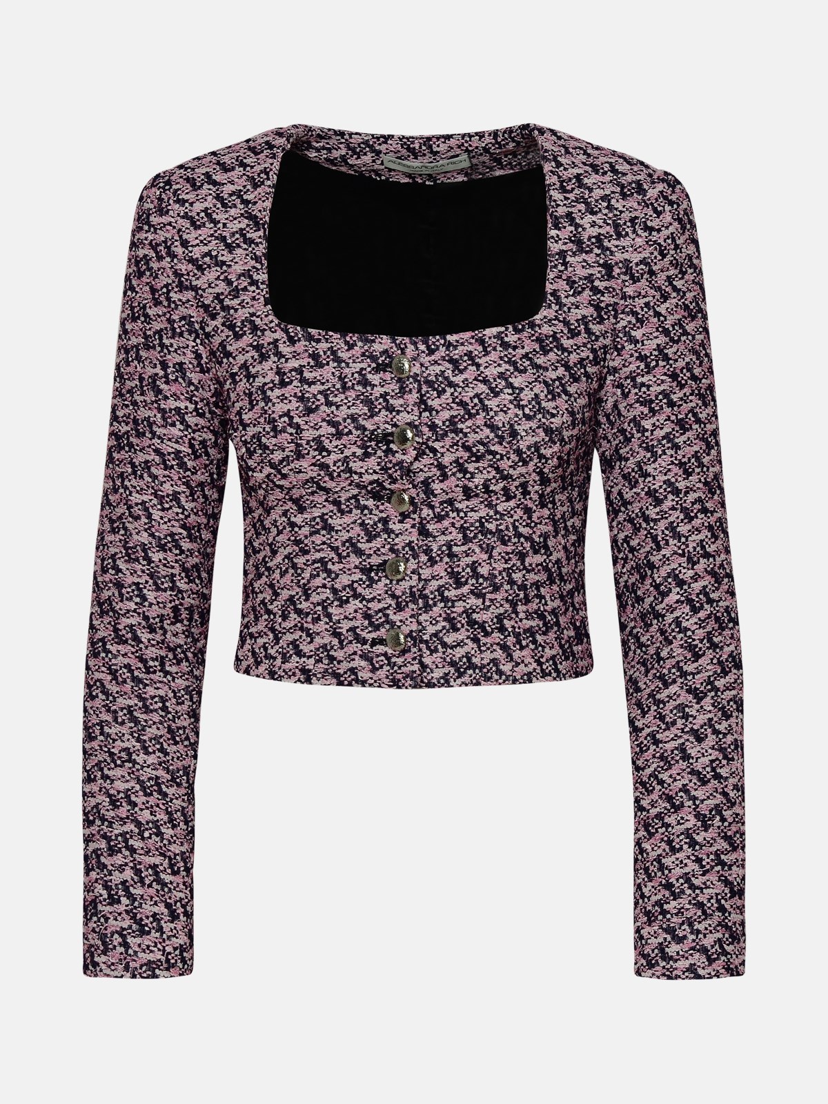 Alessandra Rich Giacca Tweed Square In Pink