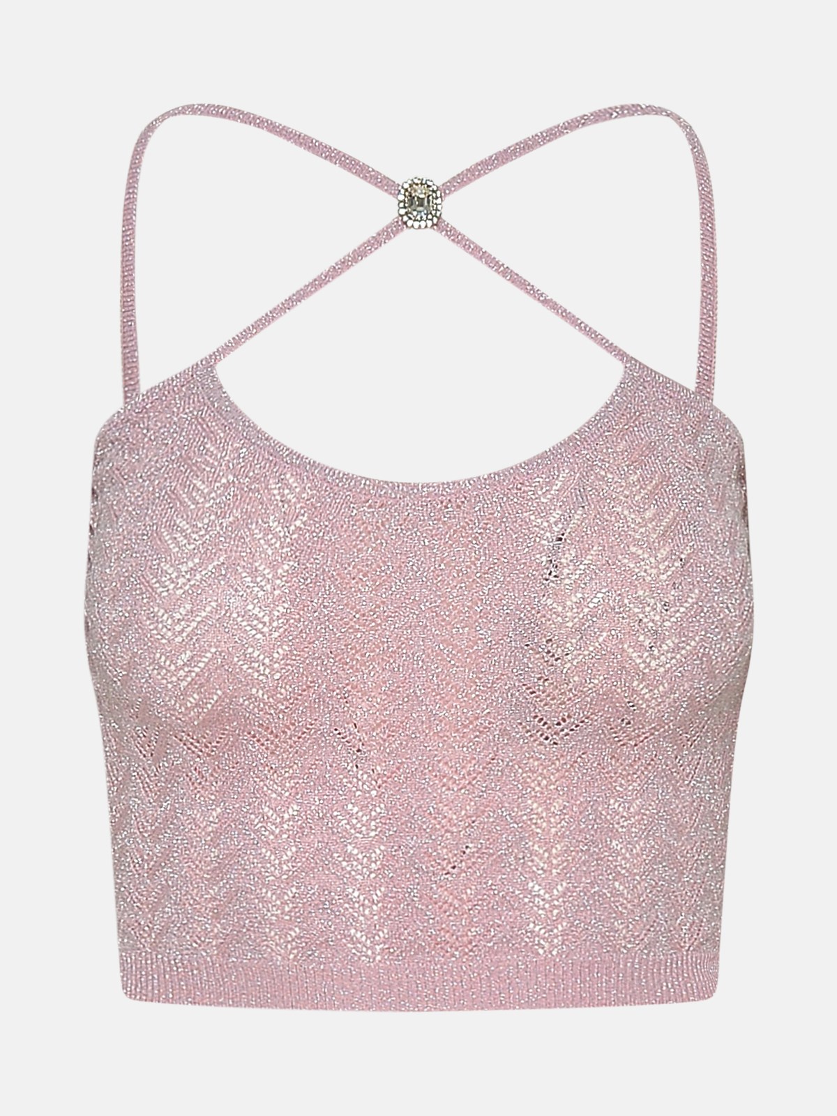 Alessandra Rich Rose Knit Top In Pink