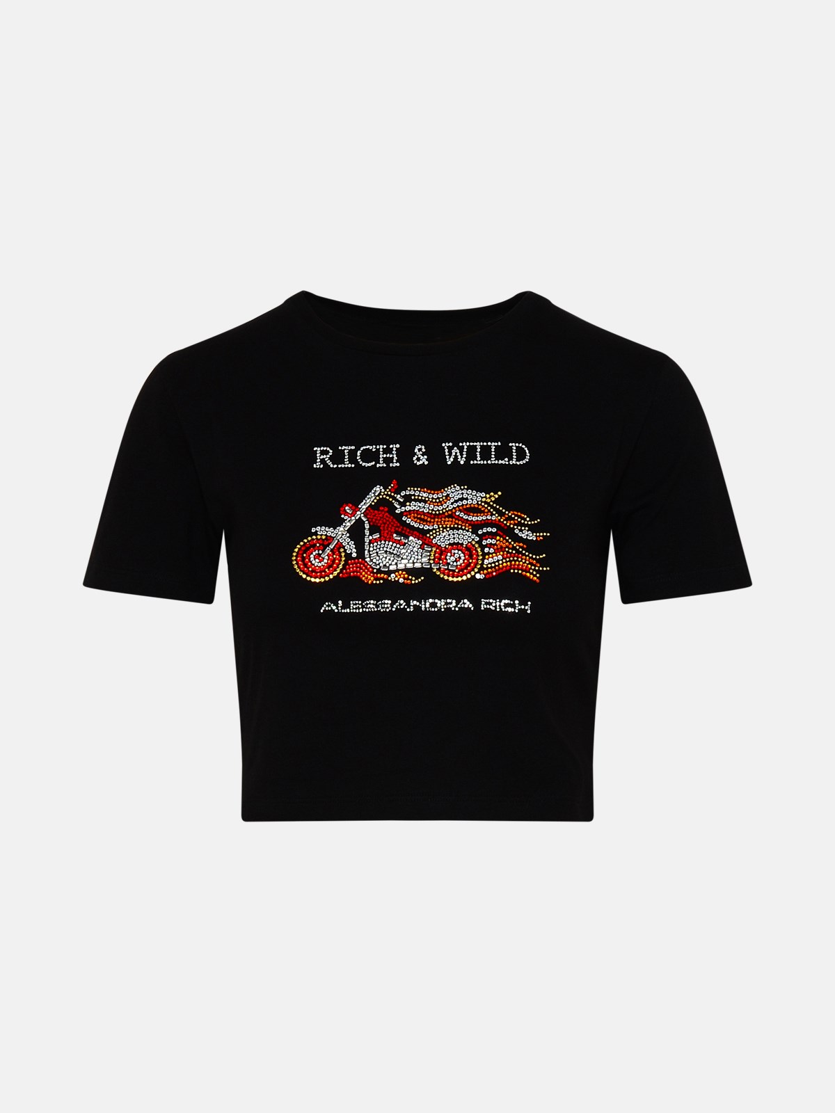 Alessandra Rich Rich & Wild Black Cotton T-shirt
