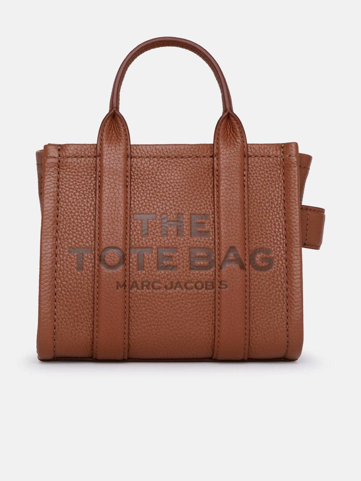 Marc Jacobs Brown Leather Micro Tote Bag In Brown