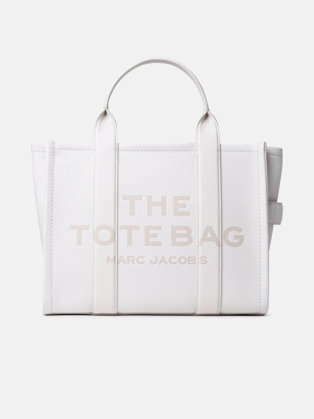 MARC JACOBS Cream Leather Midi Tote Bag