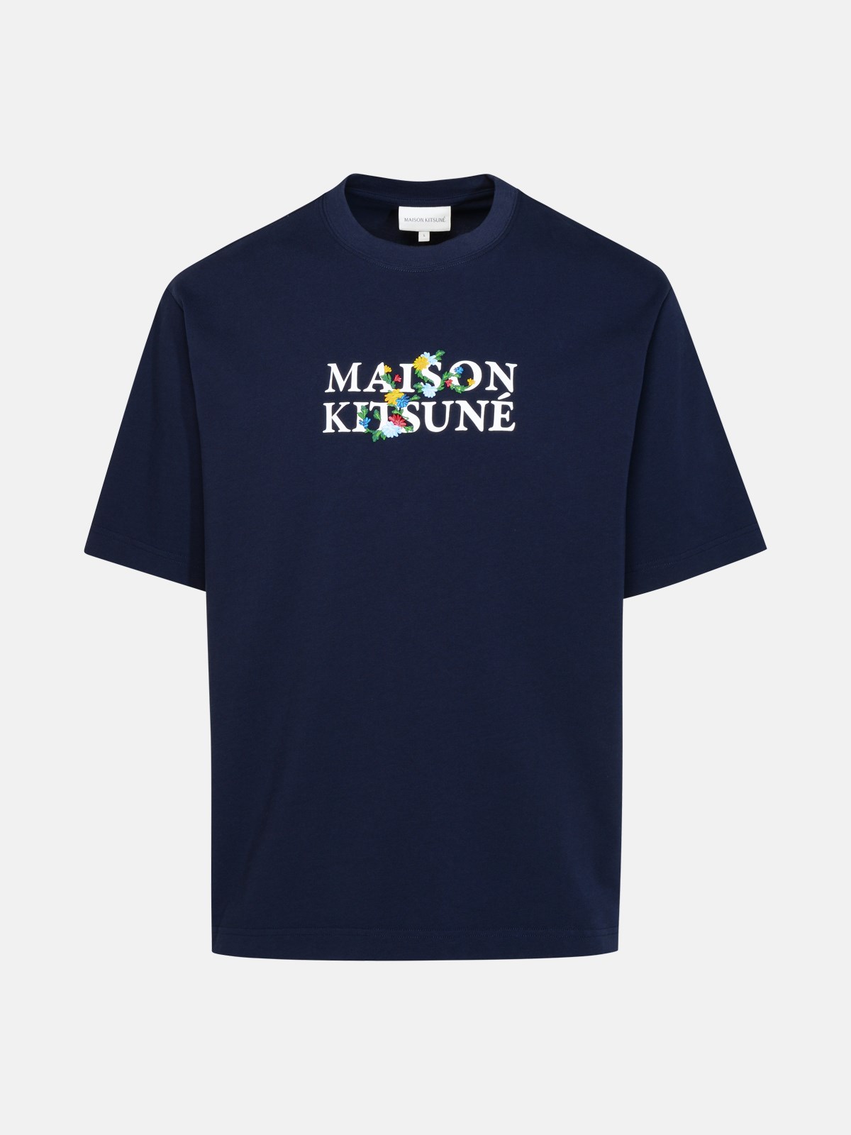 Maison Kitsuné T-shirt Maison Flowers In Navy