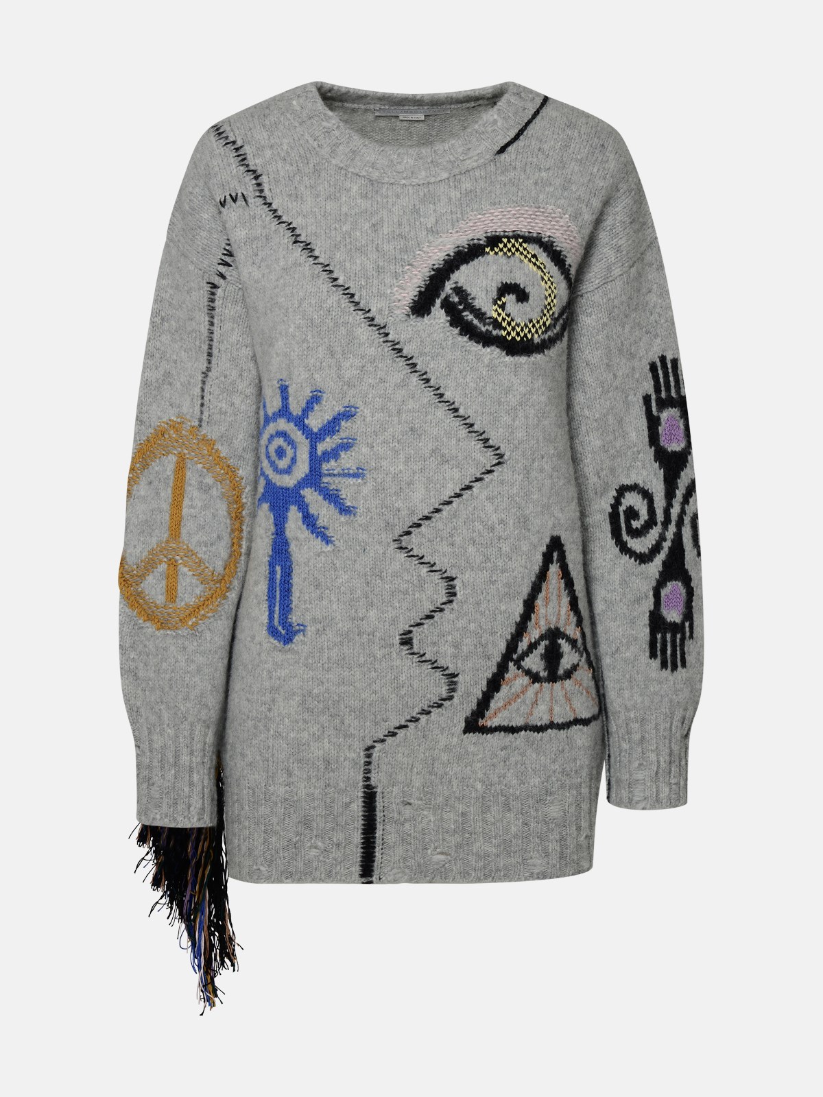 Shop Stella Mccartney Artwork Sweater In Grey Alpaca Blend