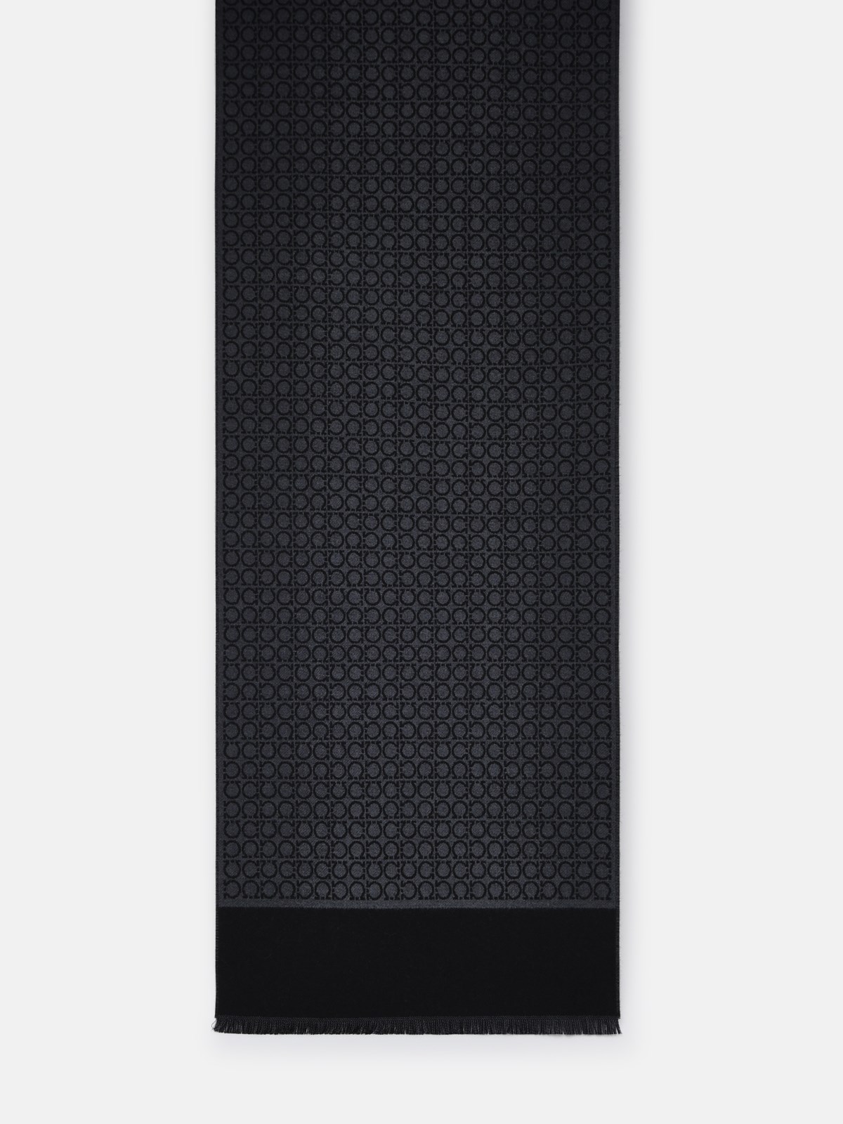 Ferragamo Gancini Scarf In Black Wool