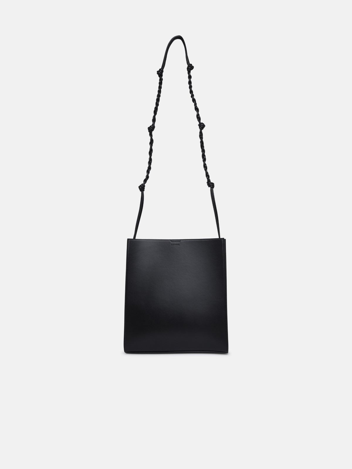 Jil Sander Black Leather Midi Tangle Bag