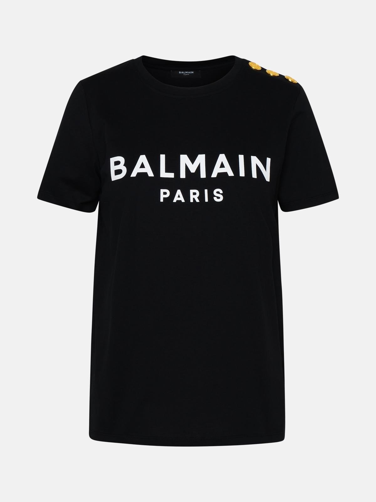 Balmain T-shirt 3 Bottoni Logo In Black