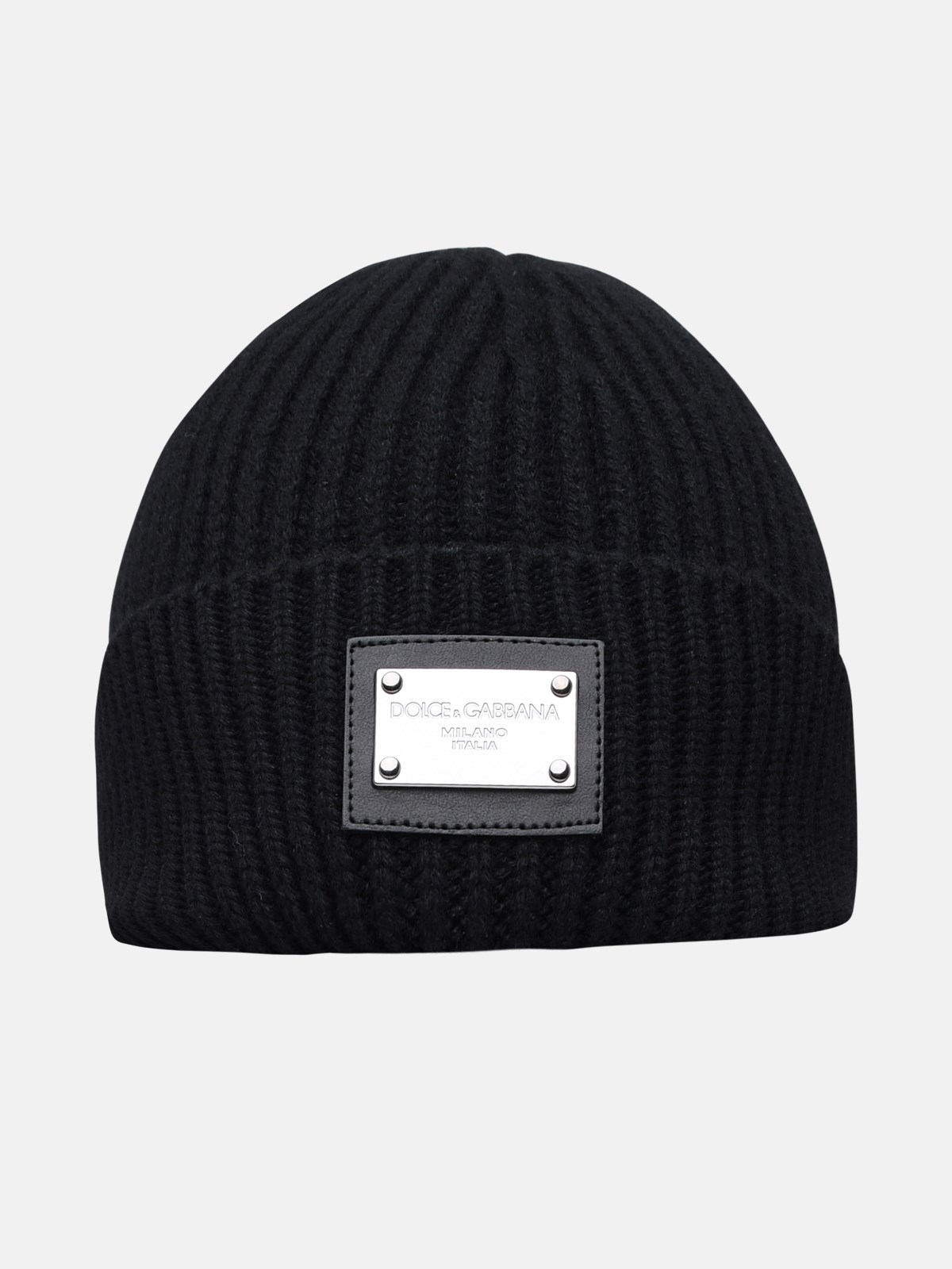 Dolce & Gabbana Black Beanie In Virgin Wool