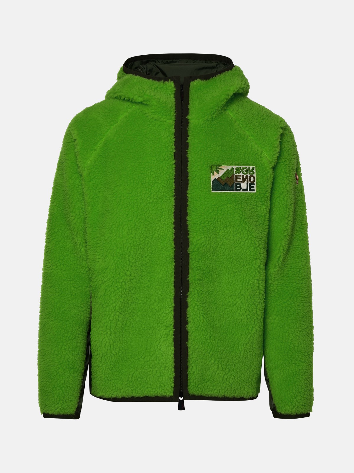 Shop Moncler Neon Green Synthetic Fur Sweatshirt