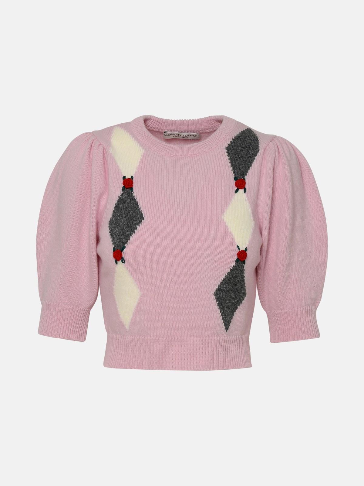 Alessandra Rich Rose Wool Sweater In Pink