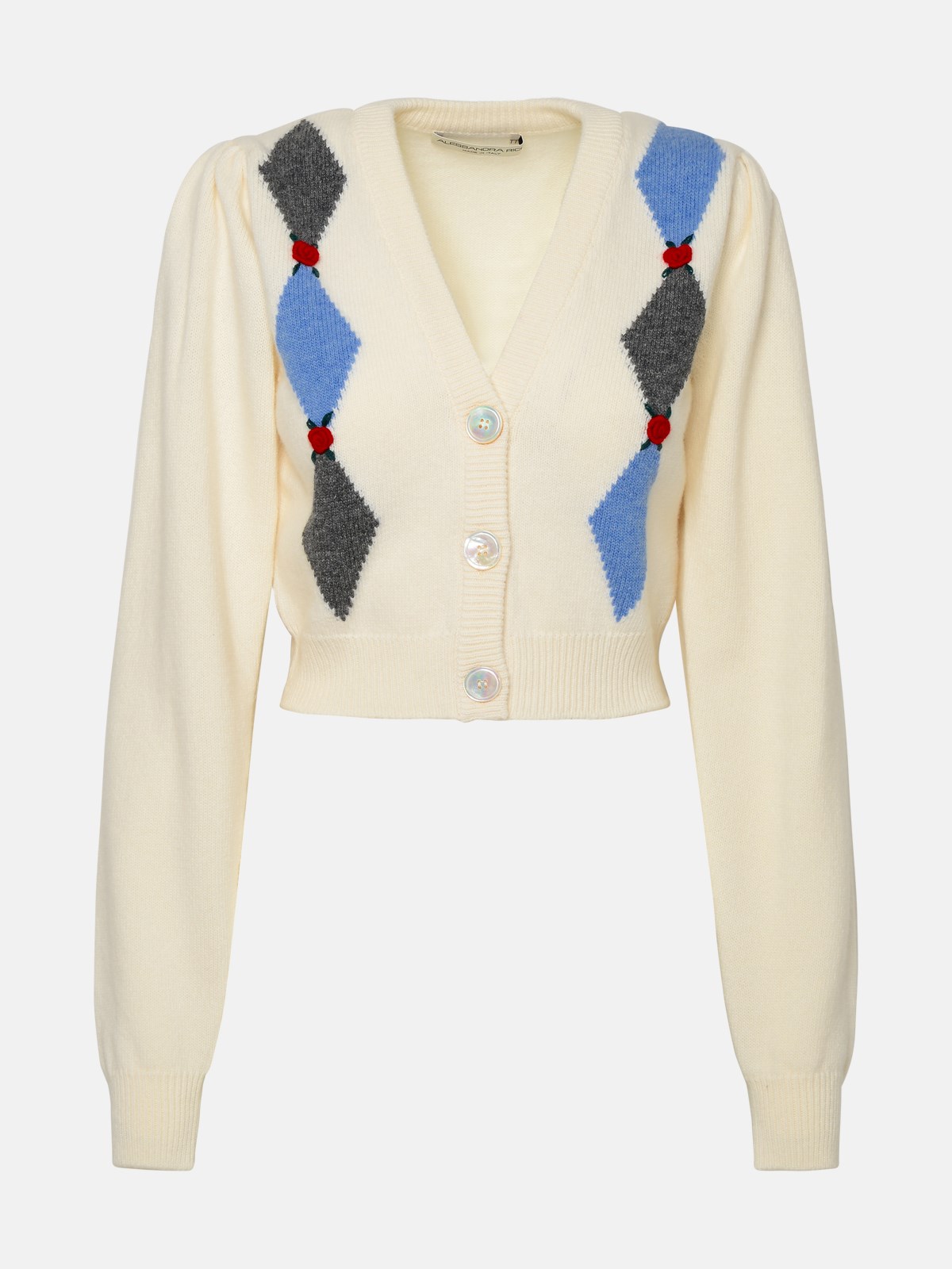 Alessandra Rich Ivory Wool Cardigan In White