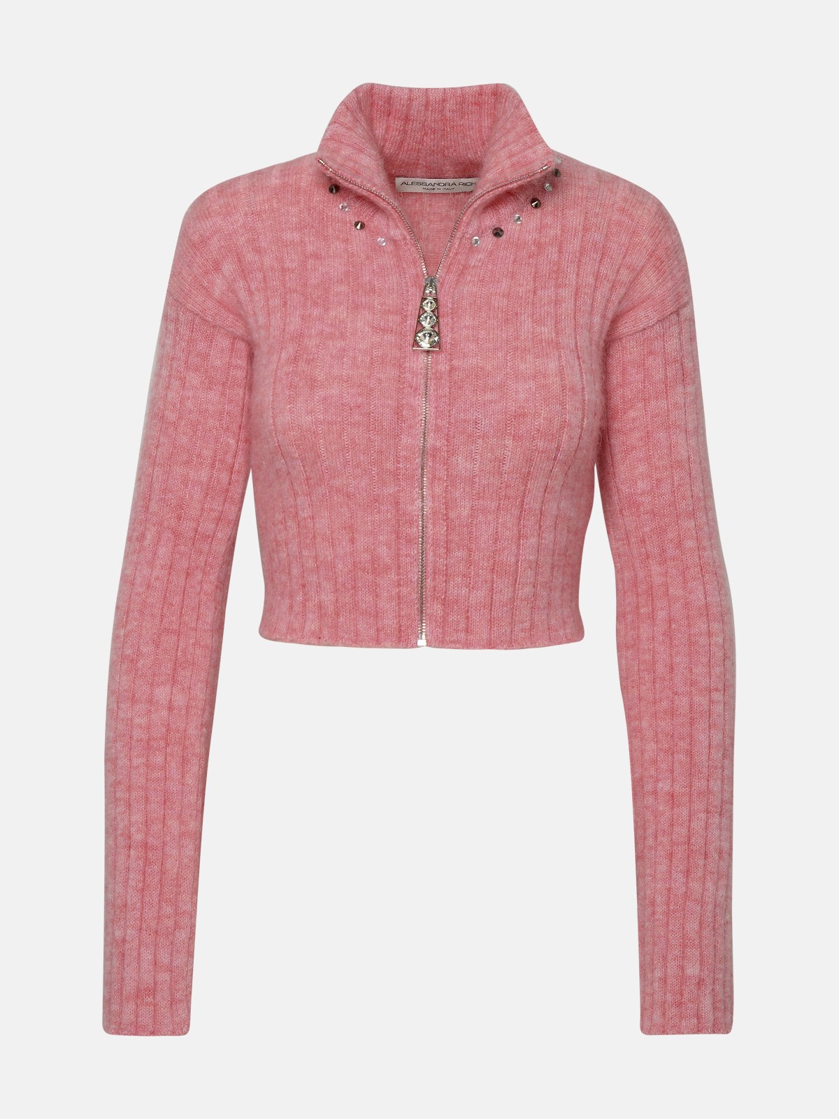 Alessandra Rich Rose Virgin Wool Blend Sweater In Pink