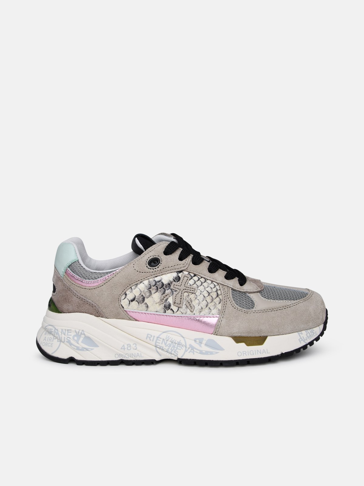 Premiata Multicolor Suede Blend Sneakers In Grey