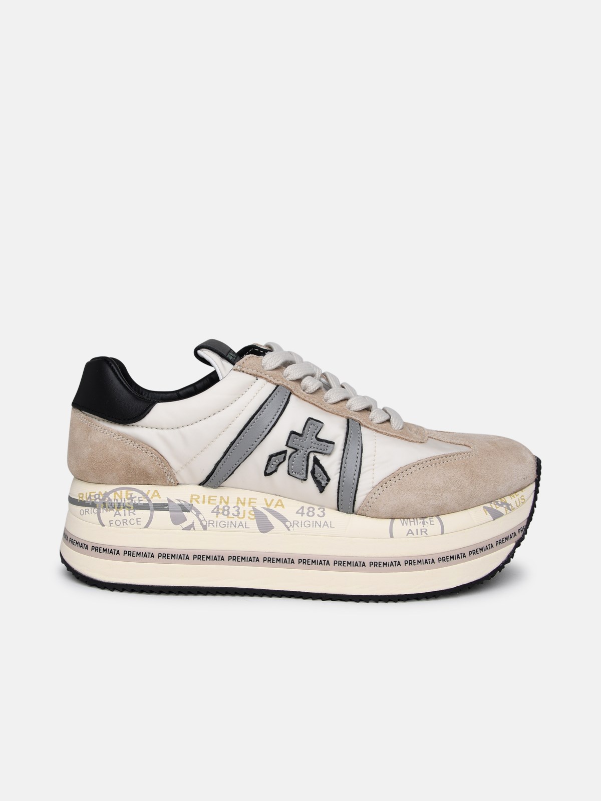 Premiata Two-tone Suede Blend Sneakers In Cream