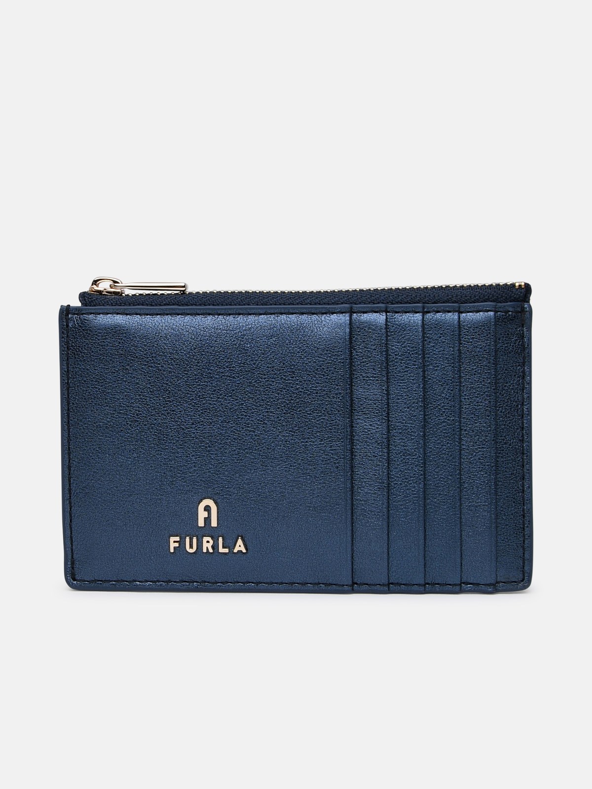 Furla Blu Leather Cardholder In Blue