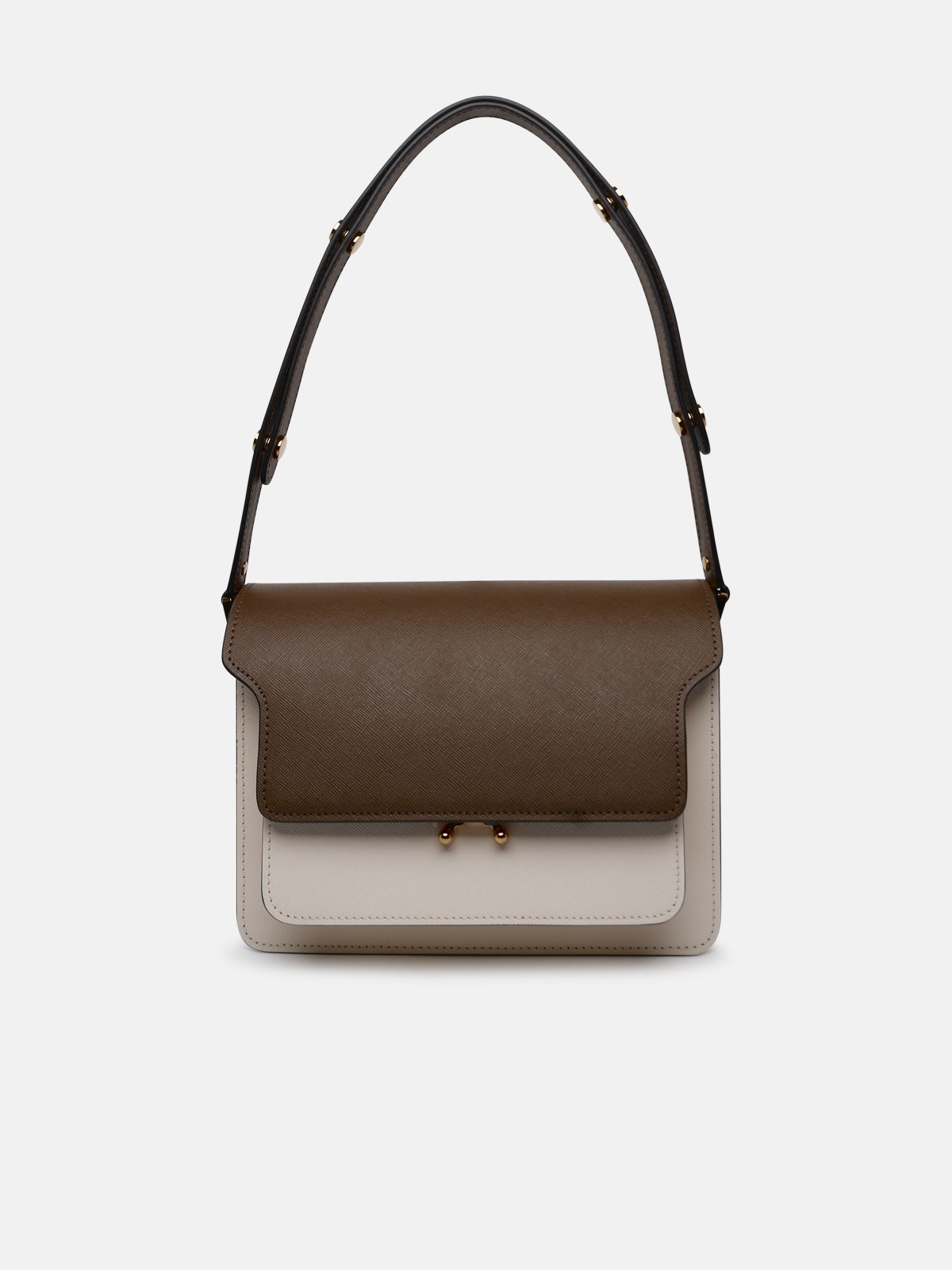 Shop Marni Multicolor Leather Midi Trunk Bag In Brown