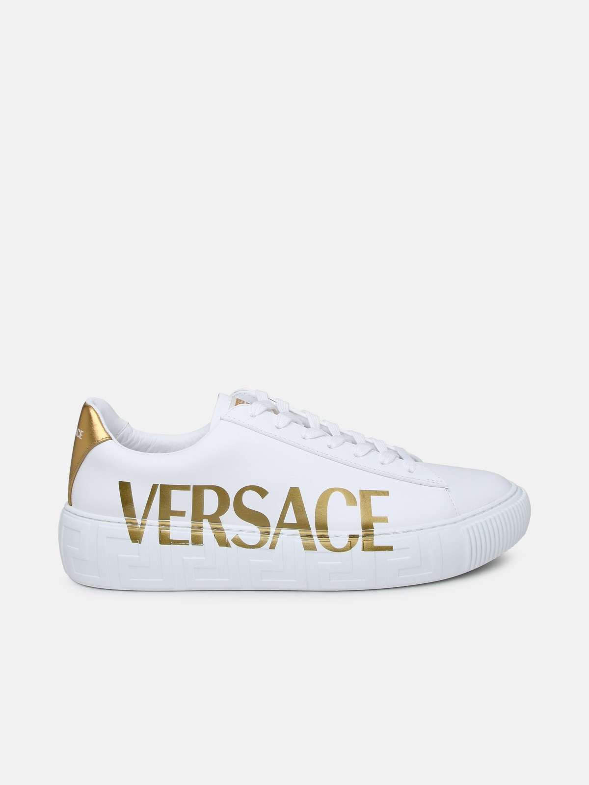 Versace White Leather Lacing Sneakers