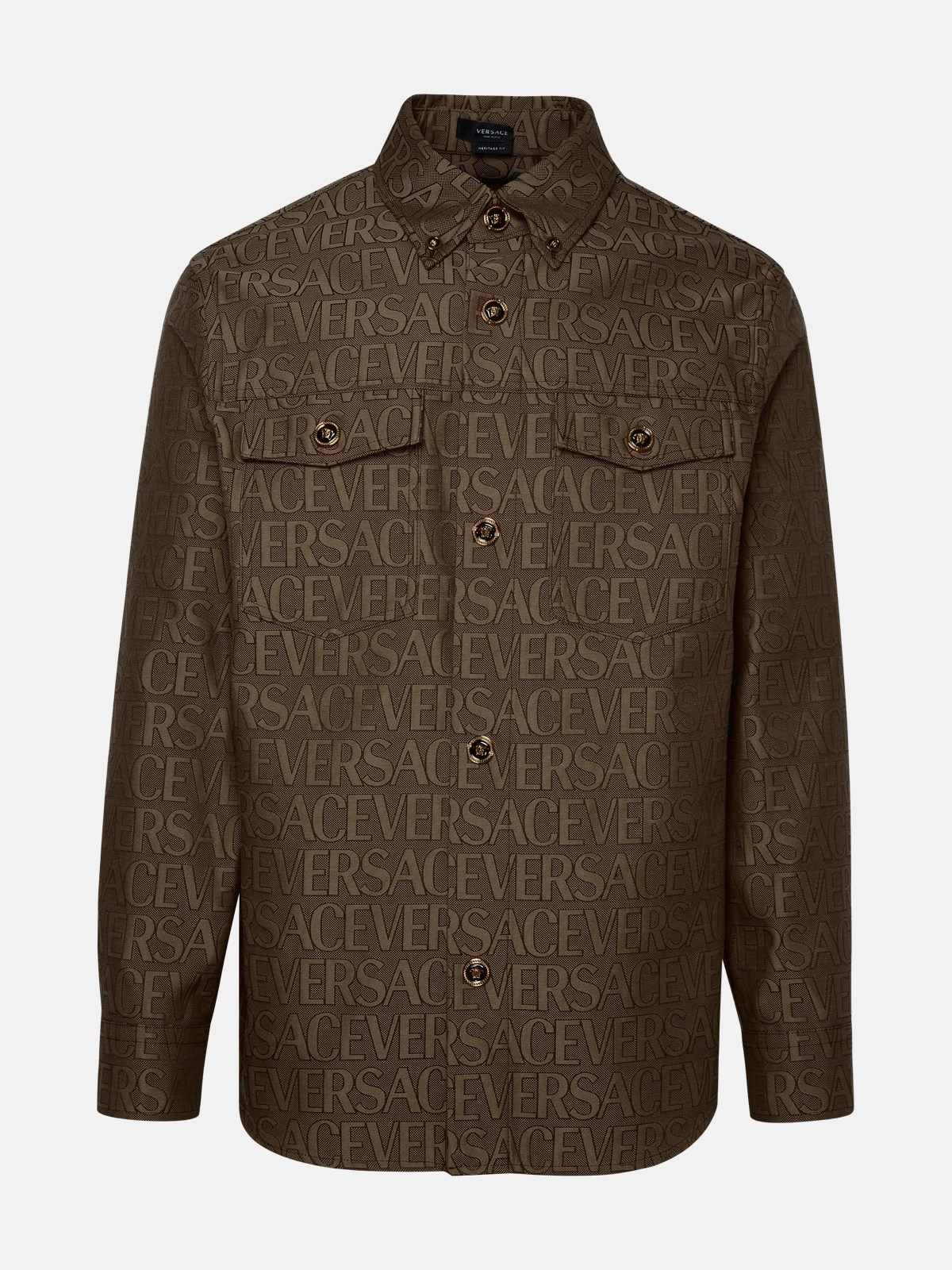 Shop Versace Beige Cotton Blend Shirt In Brown