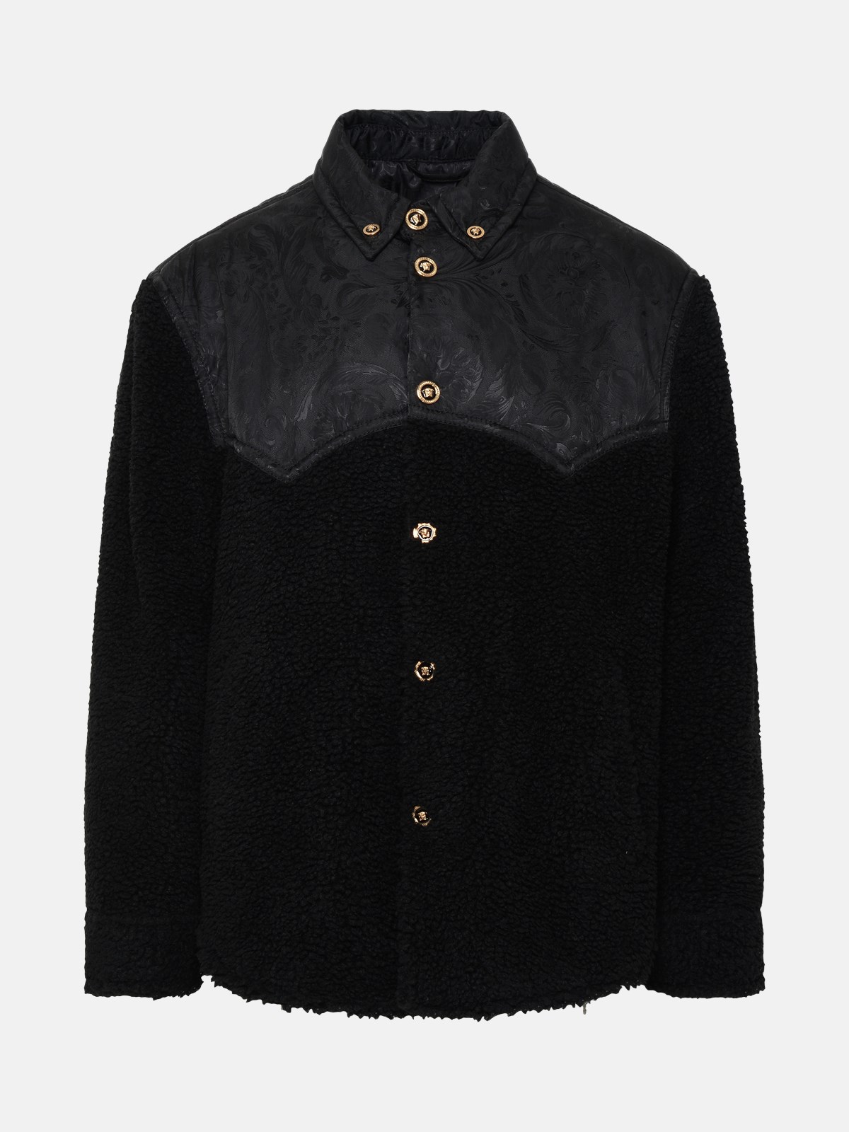 Shop Versace Black Fleece Jacket In Blue