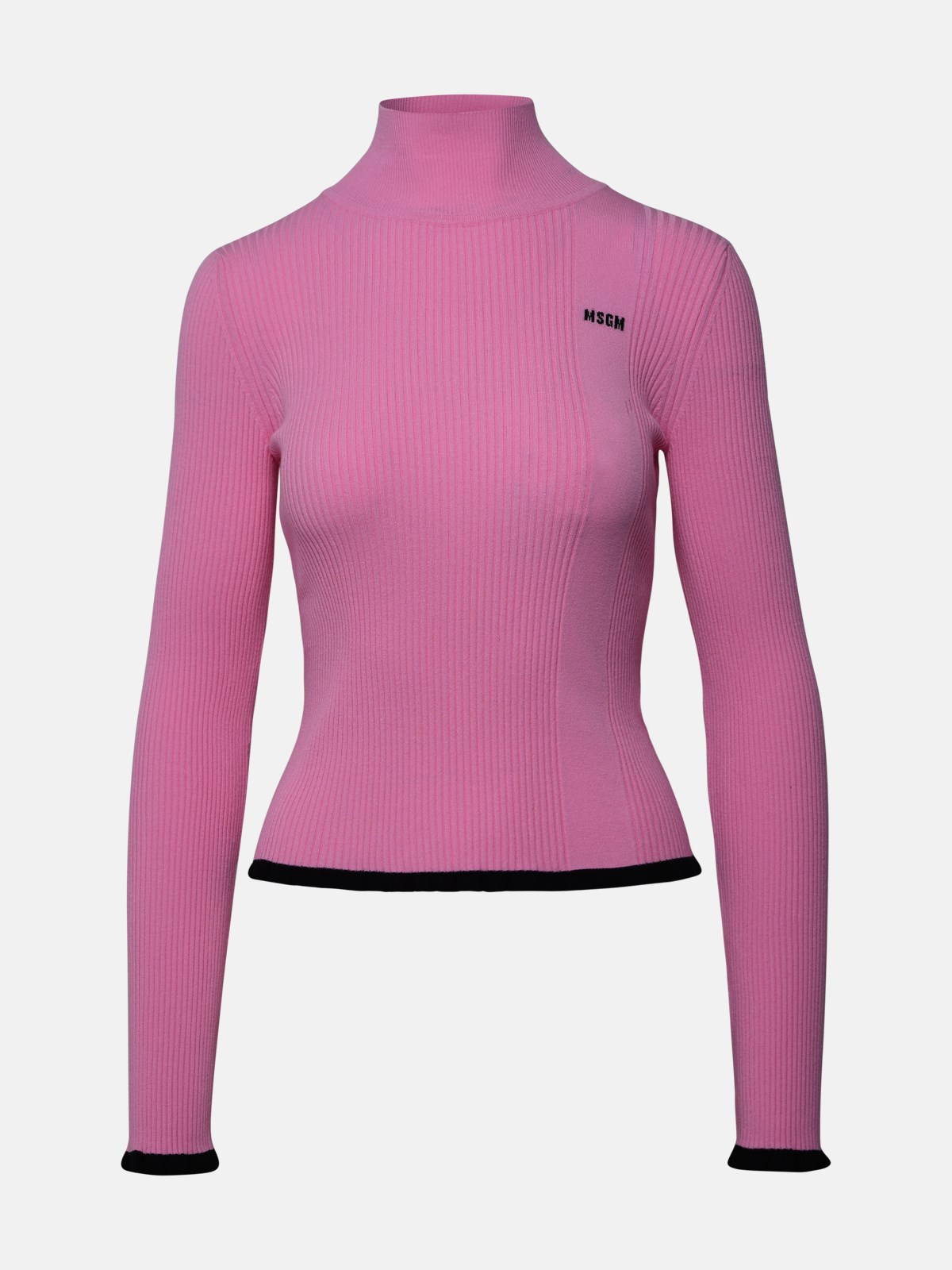 Shop Msgm Pink Viscose Turtleneck Sweater