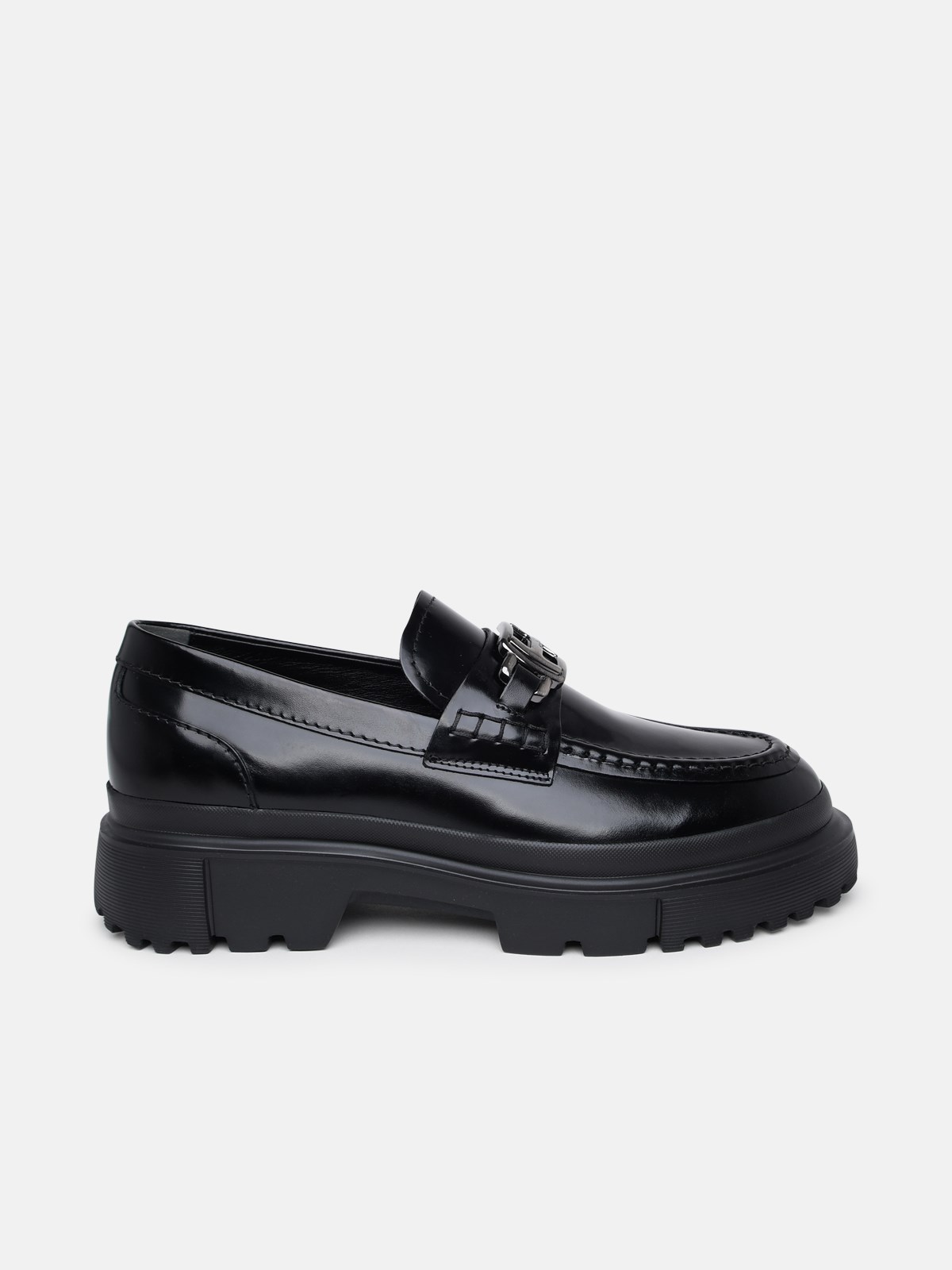 Hogan Leather Loafer In Black