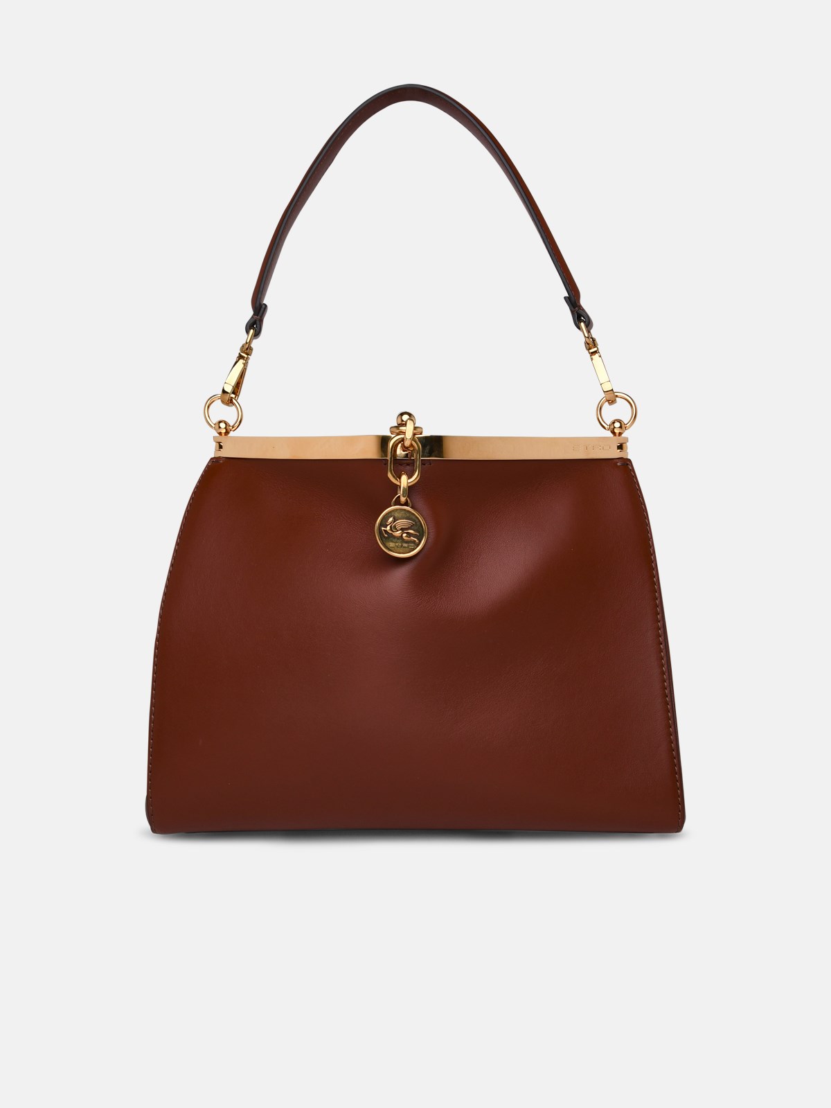 Vela logo brown leather bag