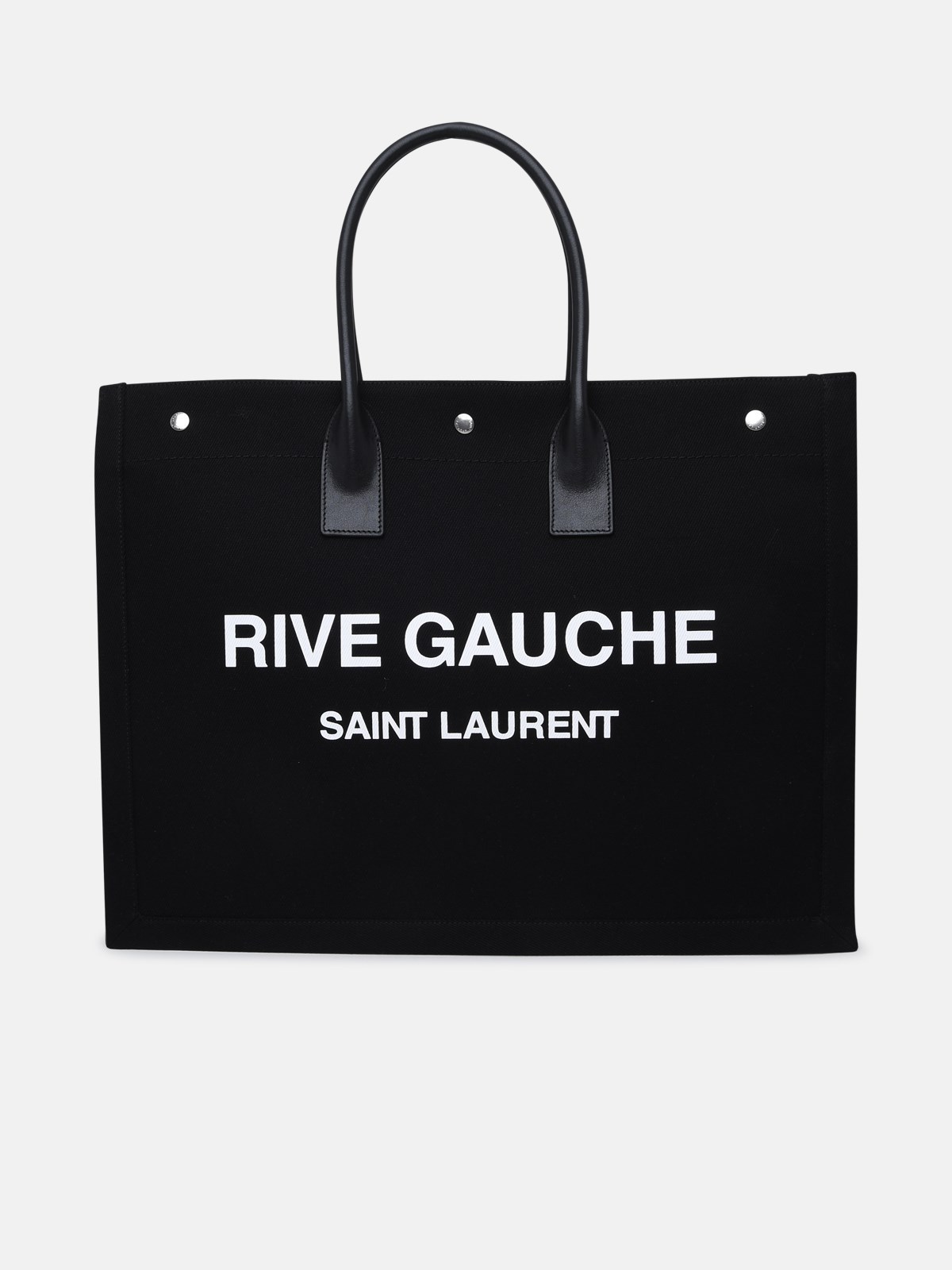 Saint Laurent Black Linen Blend Rive Gauche Tote Bag