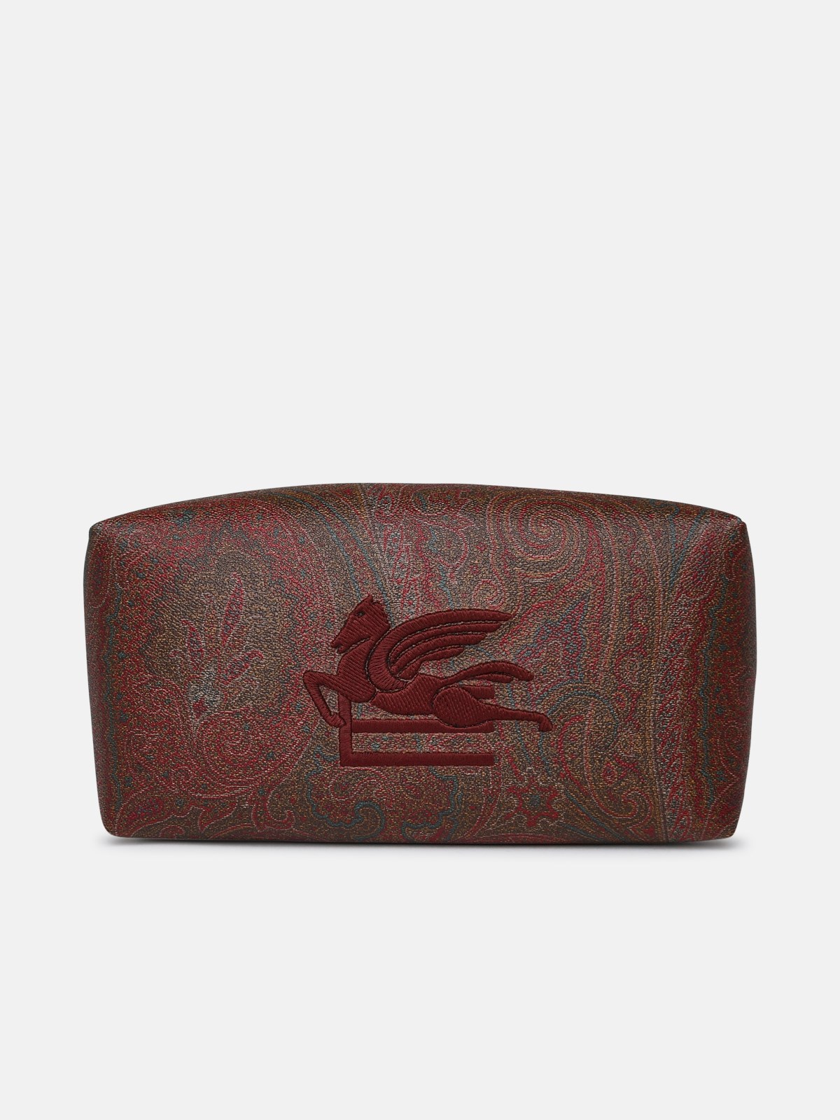 Etro Paisley Beauty Case In Brown Cotton Blend In Bordeaux