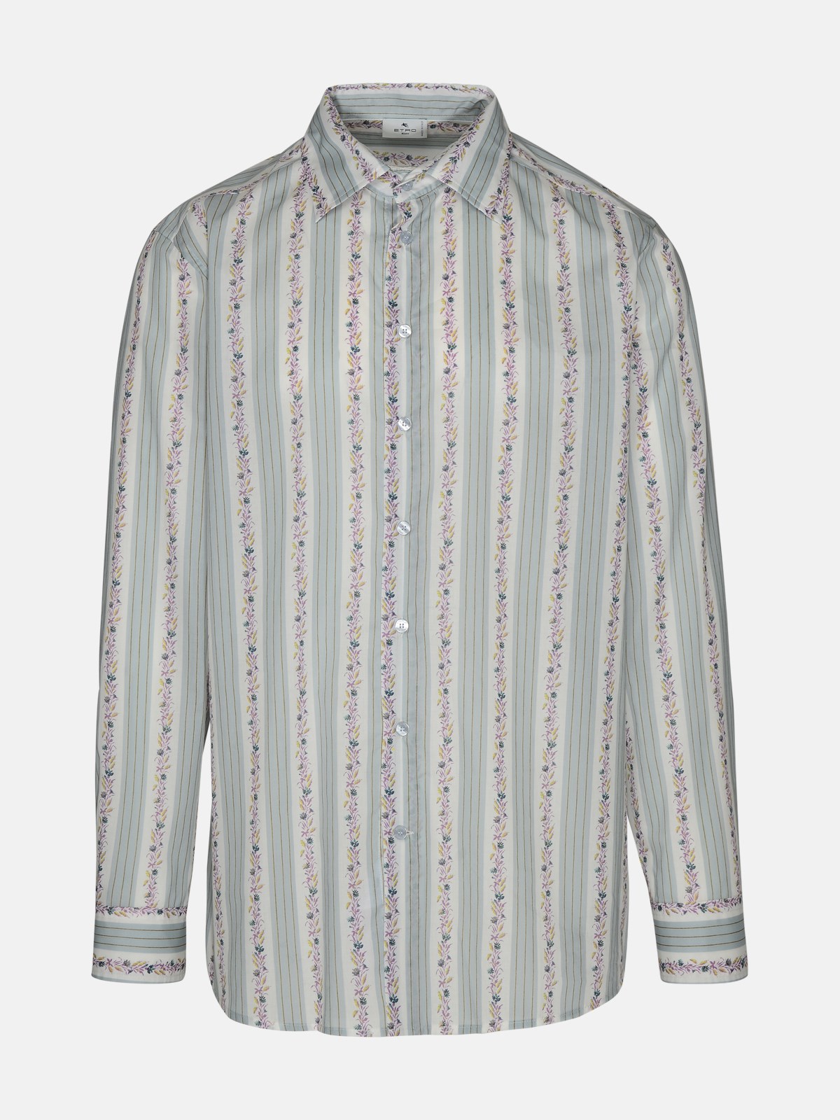 Etro Roma Shirt In Teal Cotton In White