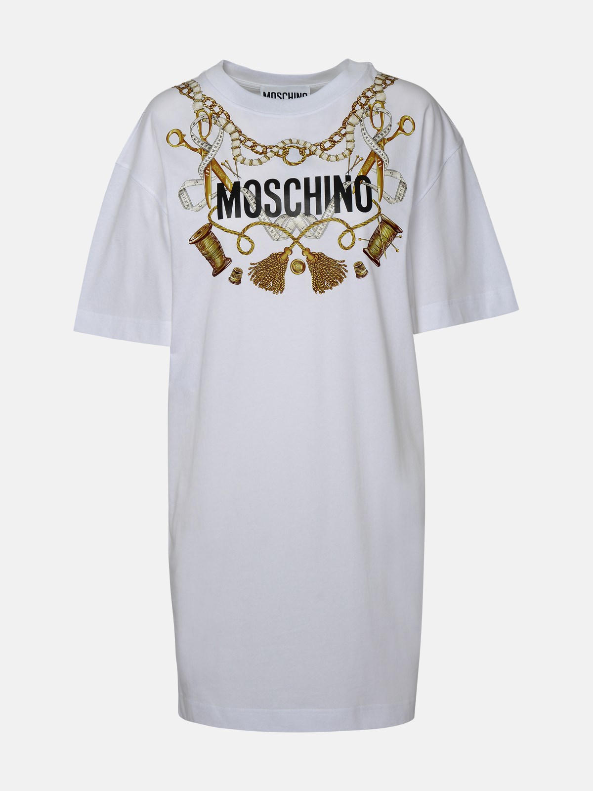 Moschino Vestito Logo Scritta In White