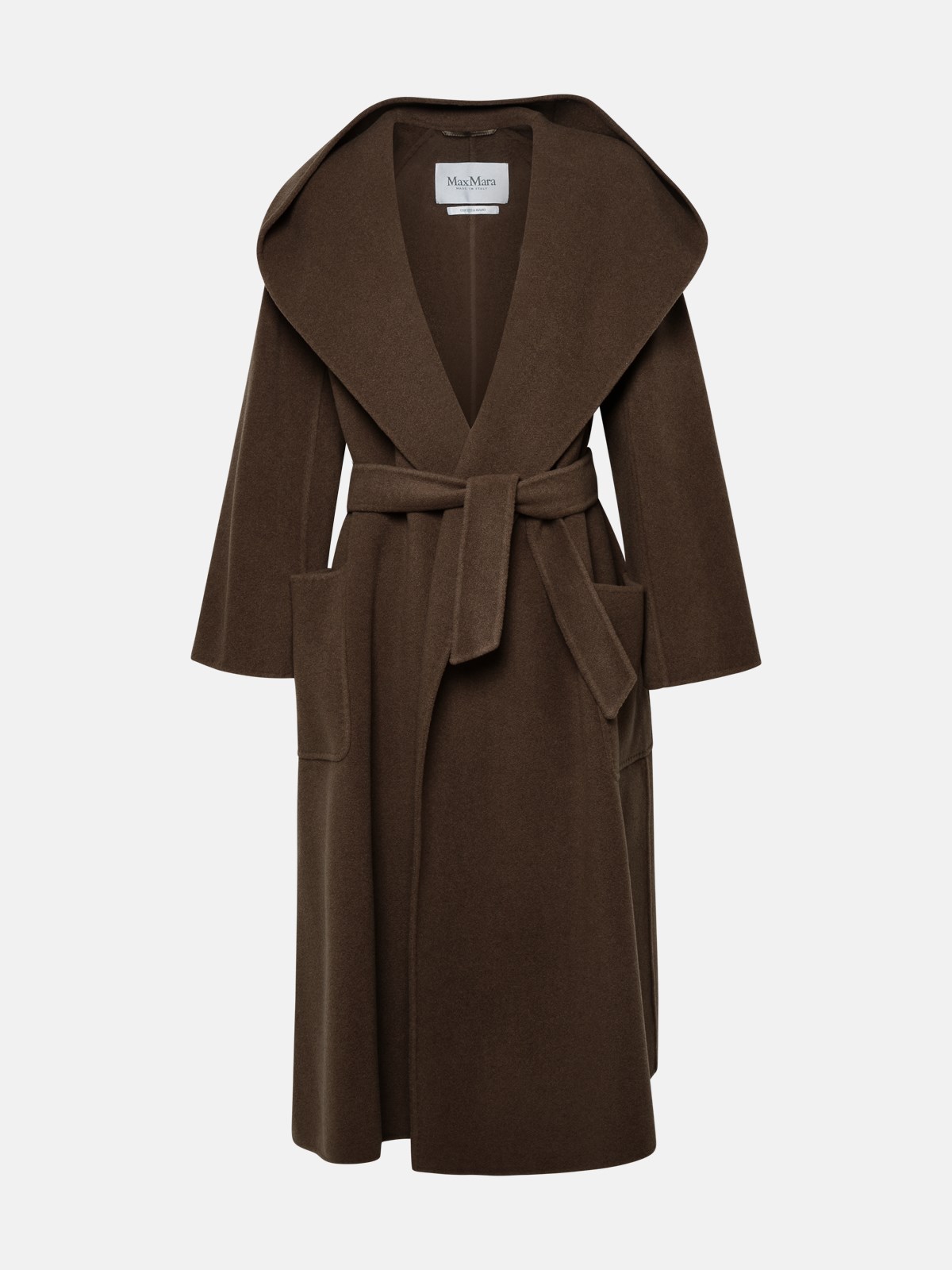 Shop Max Mara 'jabot' Cashmere Leather Coat In Brown