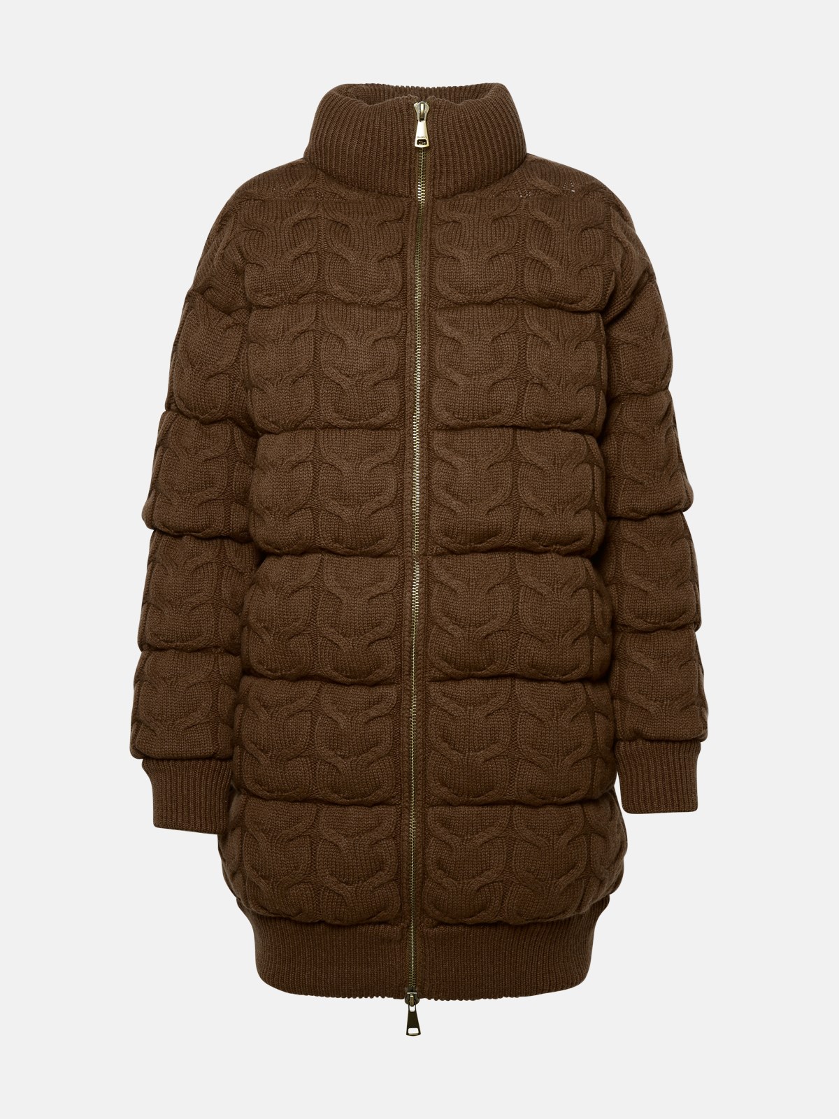 Shop Max Mara 'ovatta' Cashmere Leather Down Jacket In Brown
