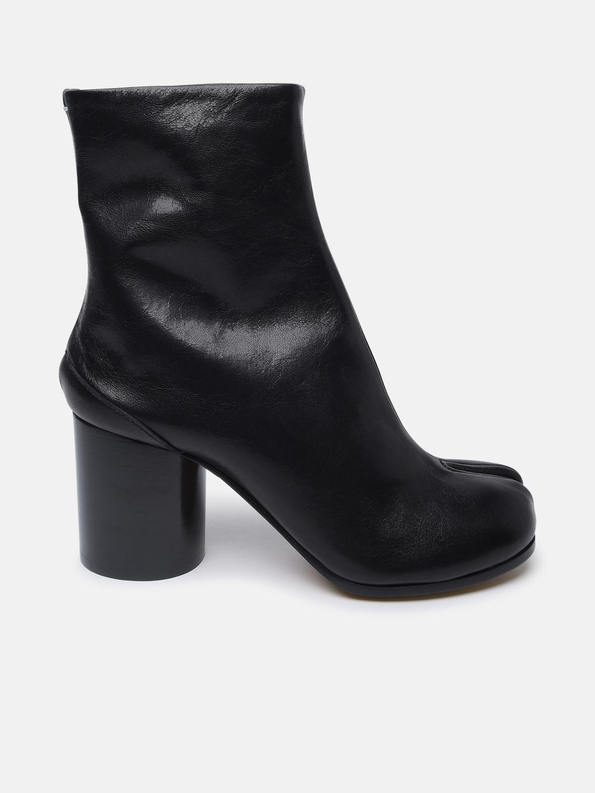 Maison Margiela Leather Tabi Ankle Boots In Black