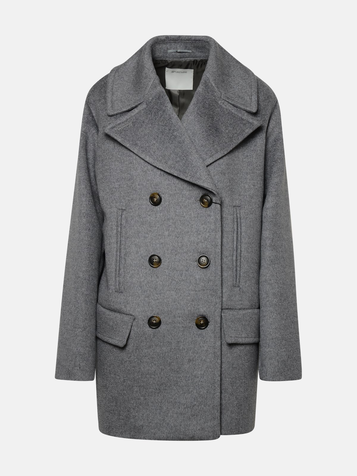 Sportmax Martora Oversized Virgin Wool Peacoat In Grey