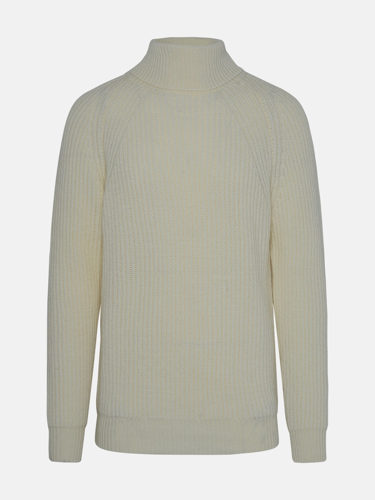 Shop Brian Dales White Wool Turtleneck Sweater