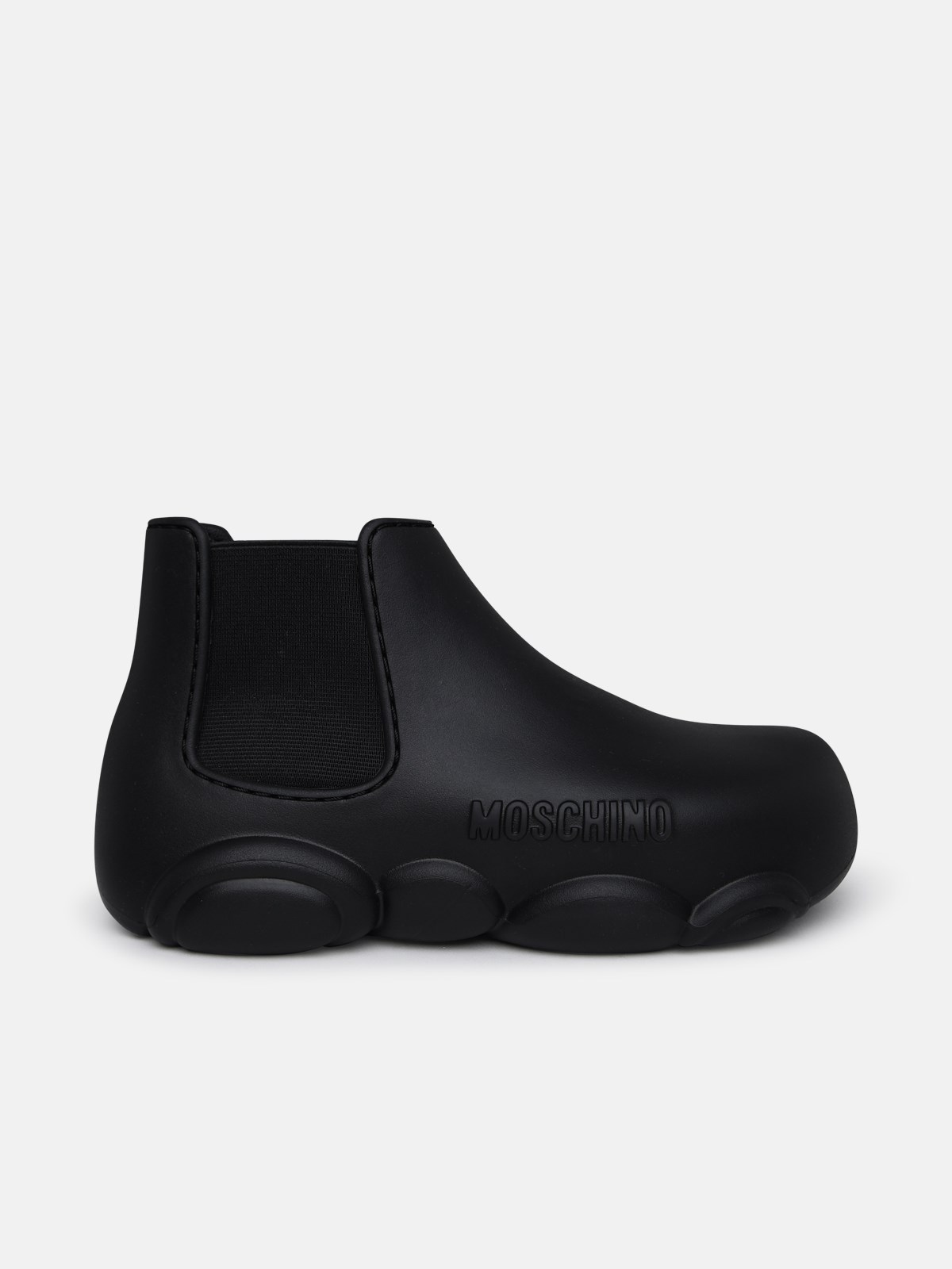 Moschino Black Rubber Ankle Boots
