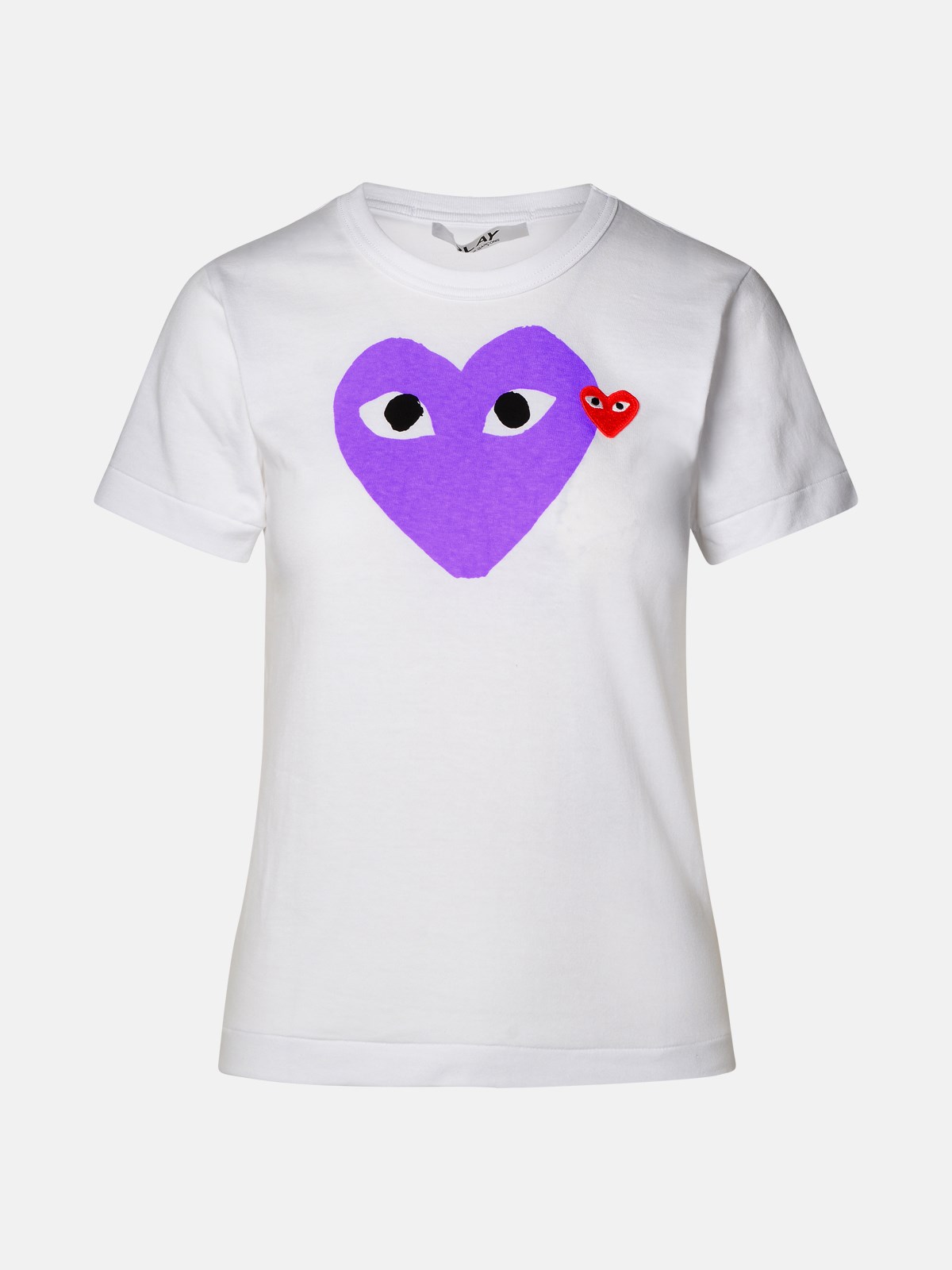 Shop Comme Des Garçons Play White Cotton T-shirt In Violet