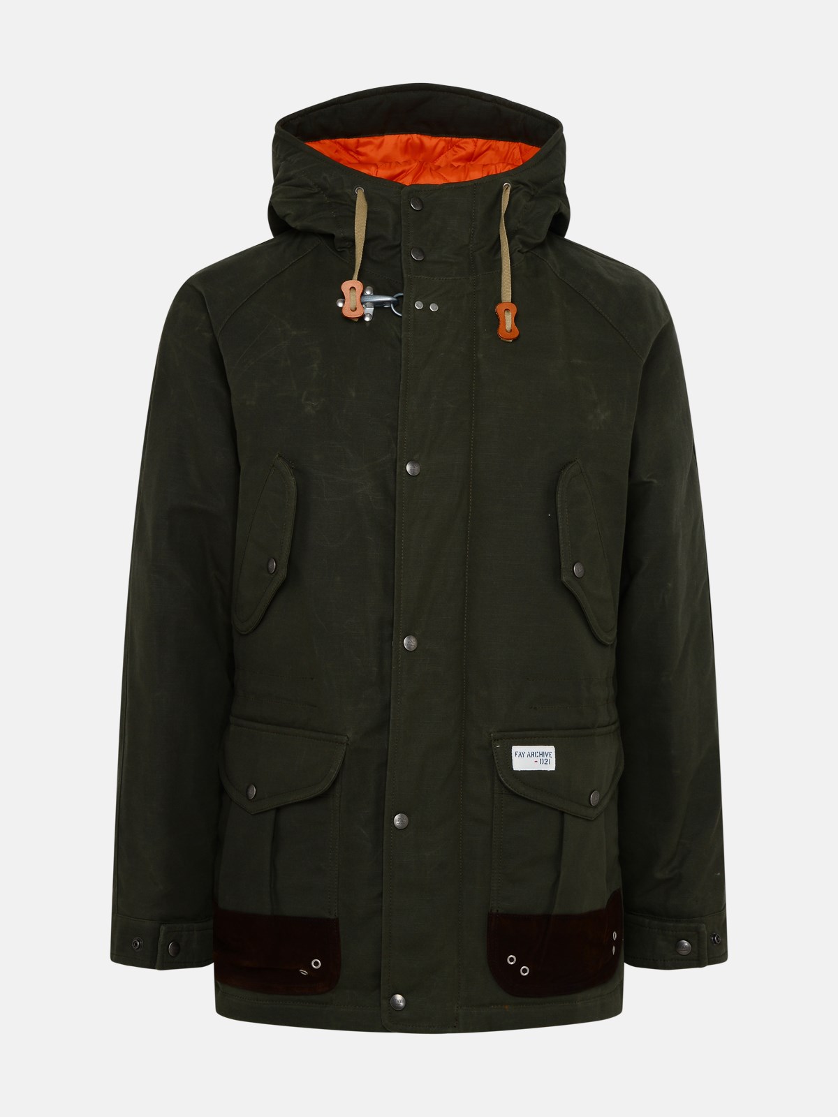 Fay Archive Parka In Green Cotton
