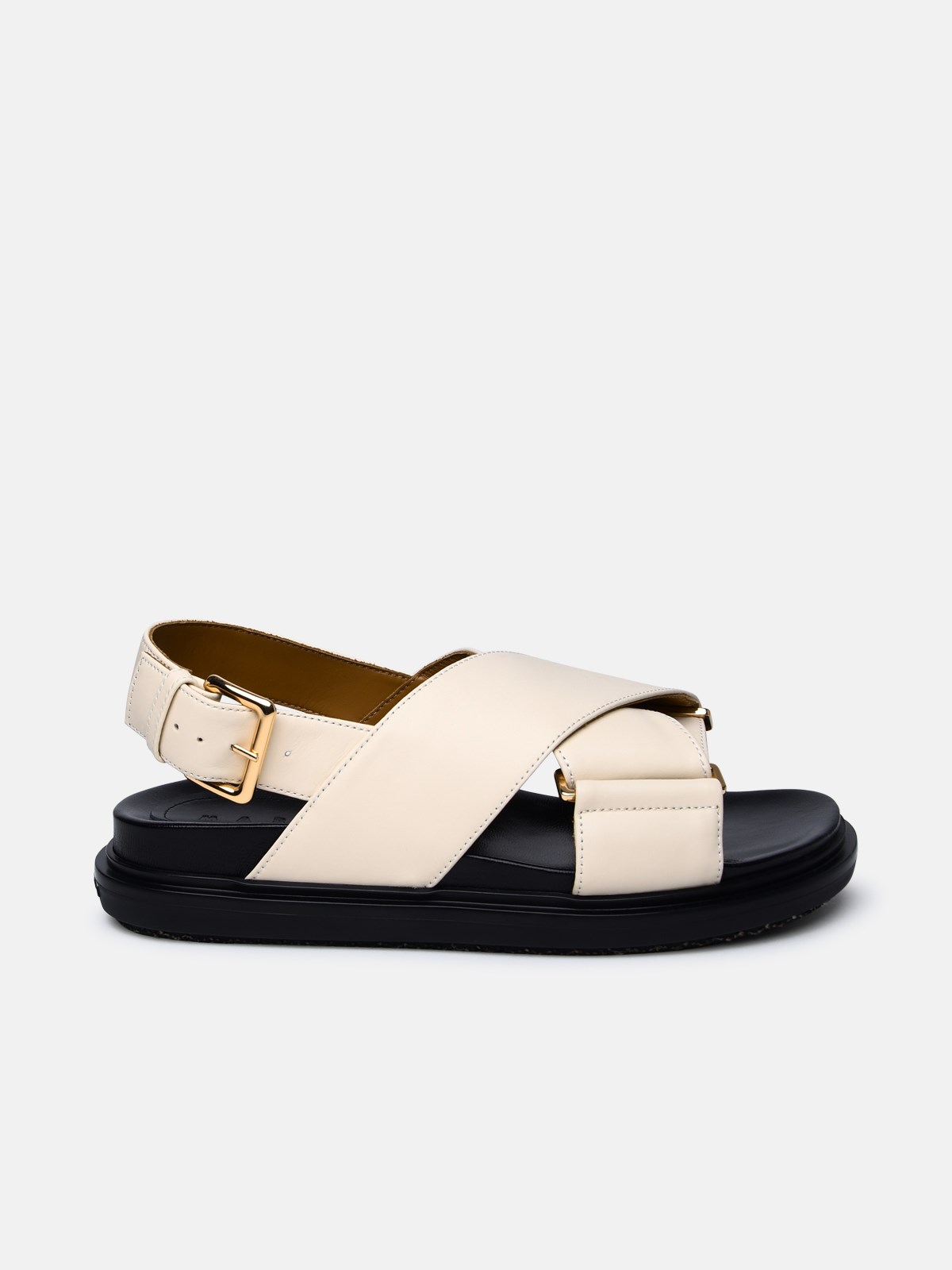 Marni Ivory Leather Sandals In Cream