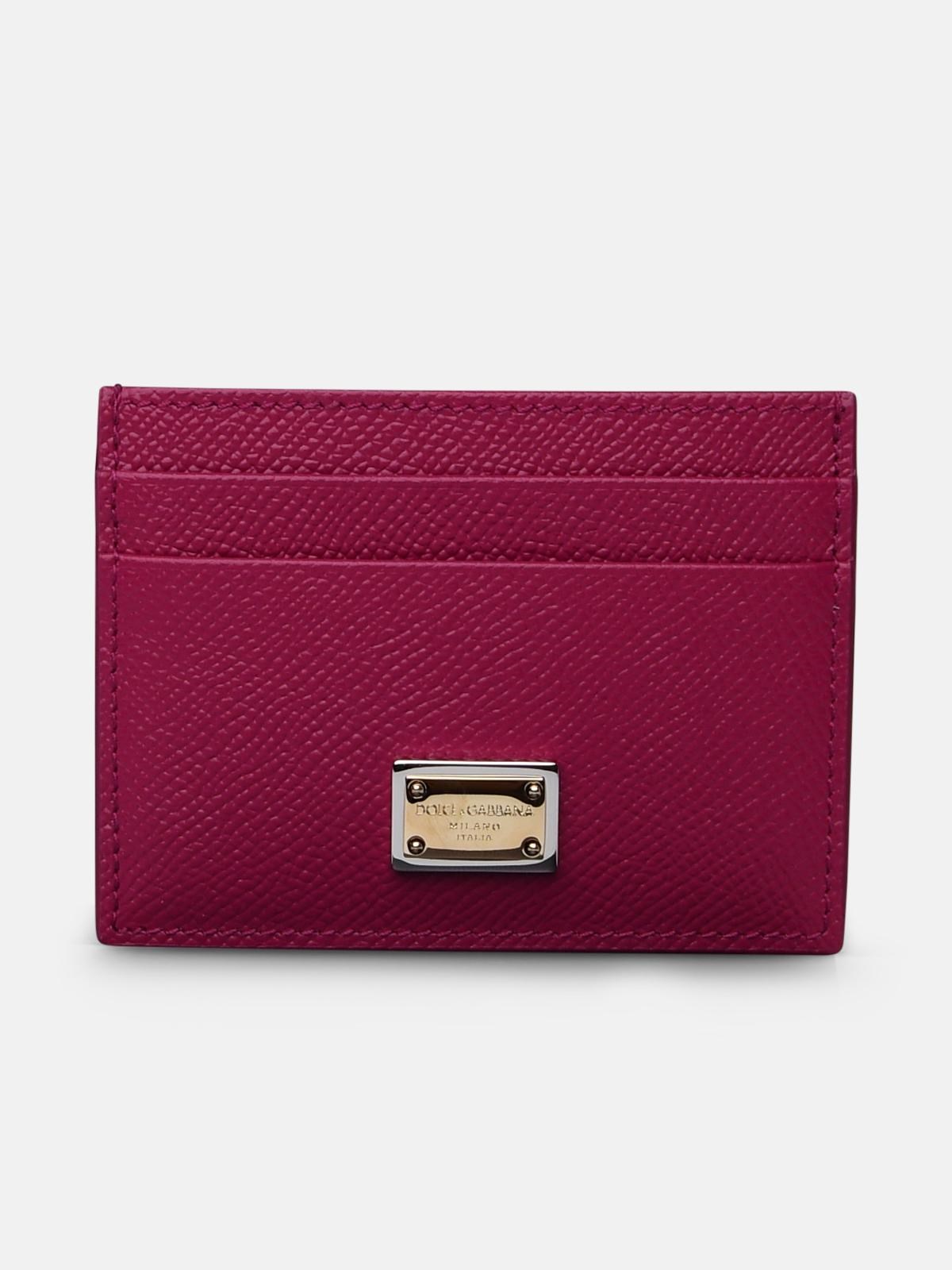 Dolce & Gabbana Burgundy Leather Cardholder In Purple