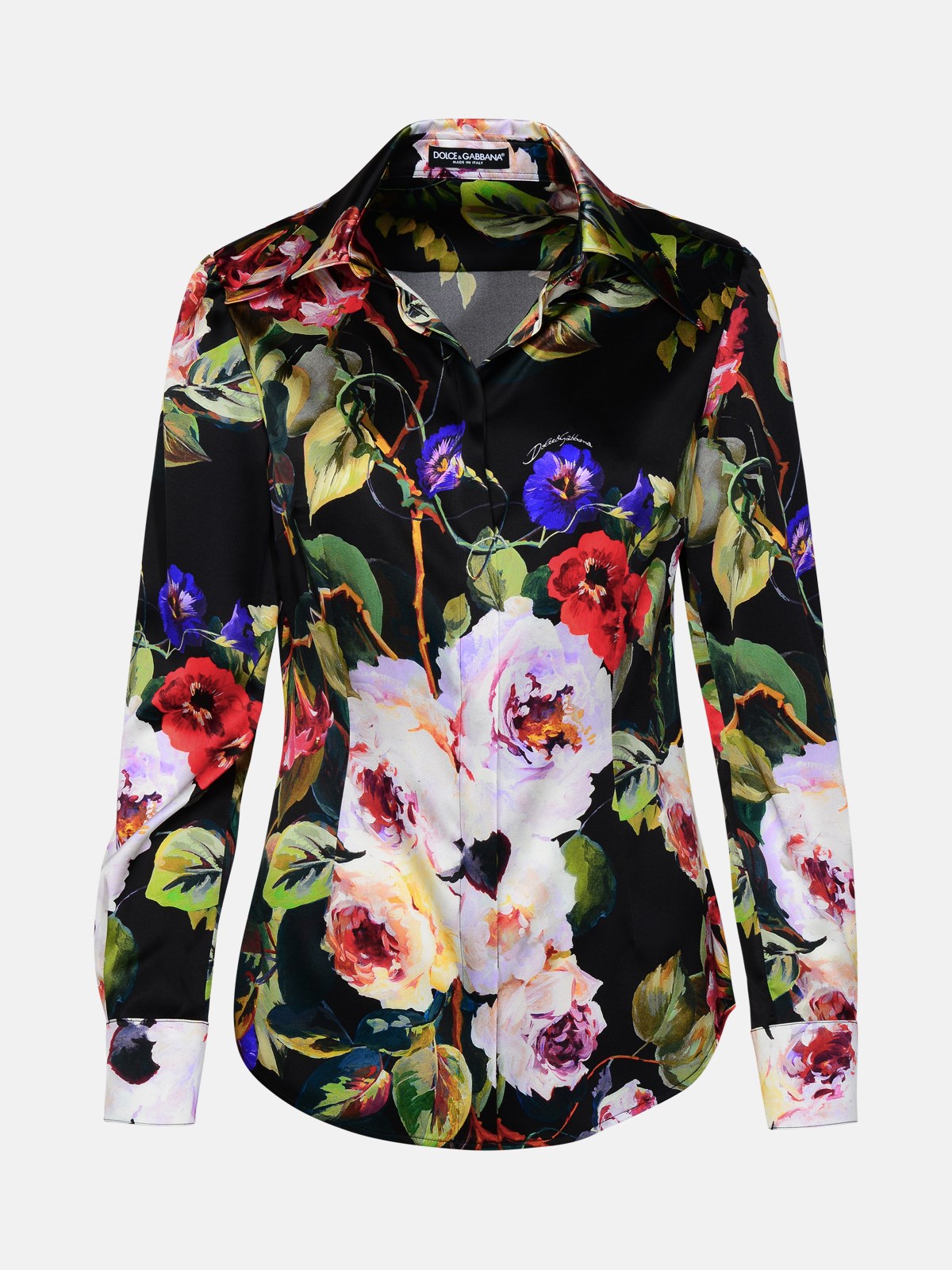 Dolce & Gabbana Multicolor Silk Blend Shirt In Black