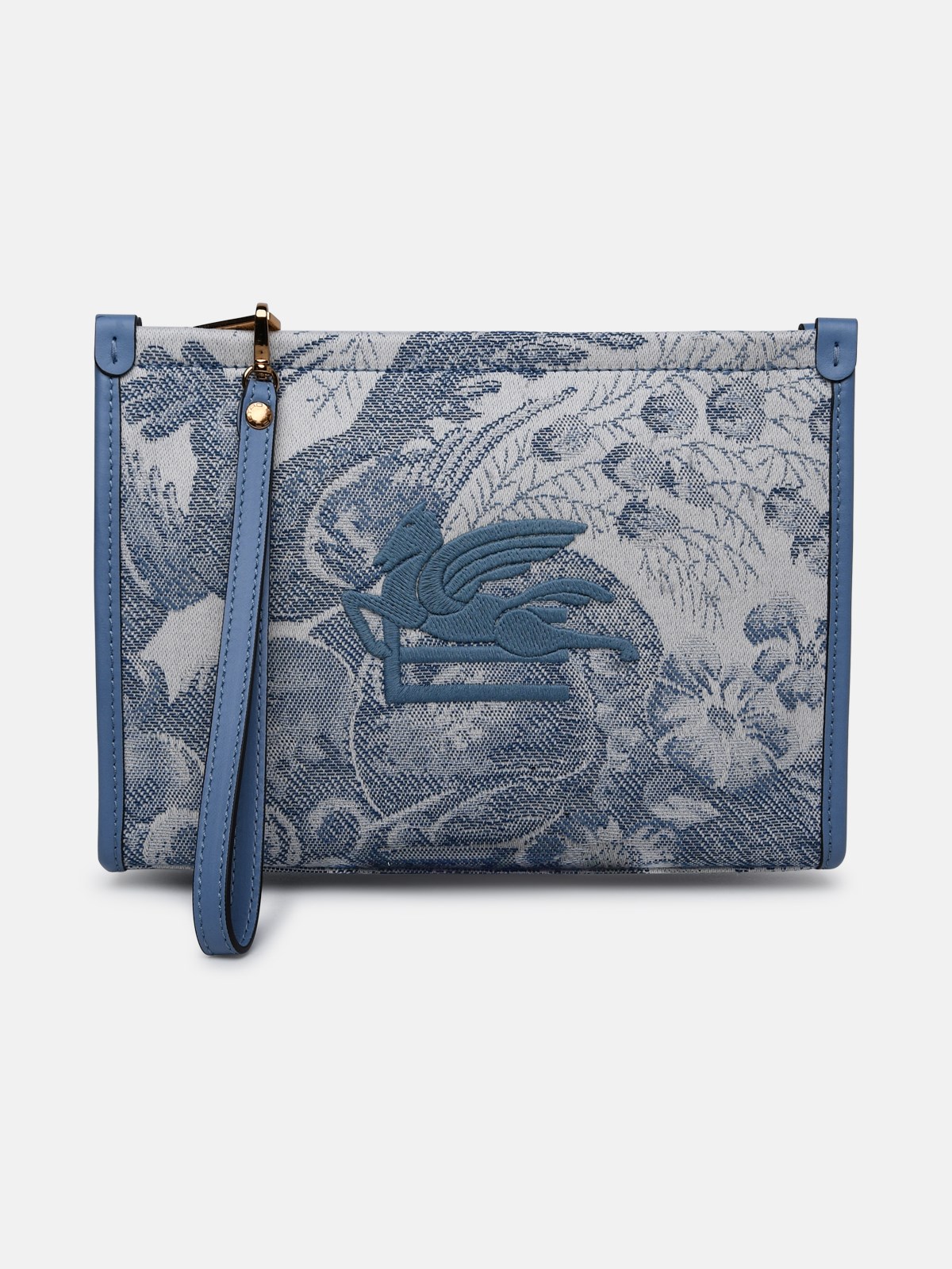 Etro Two-tone Fabric Clutch Bag In Blue
