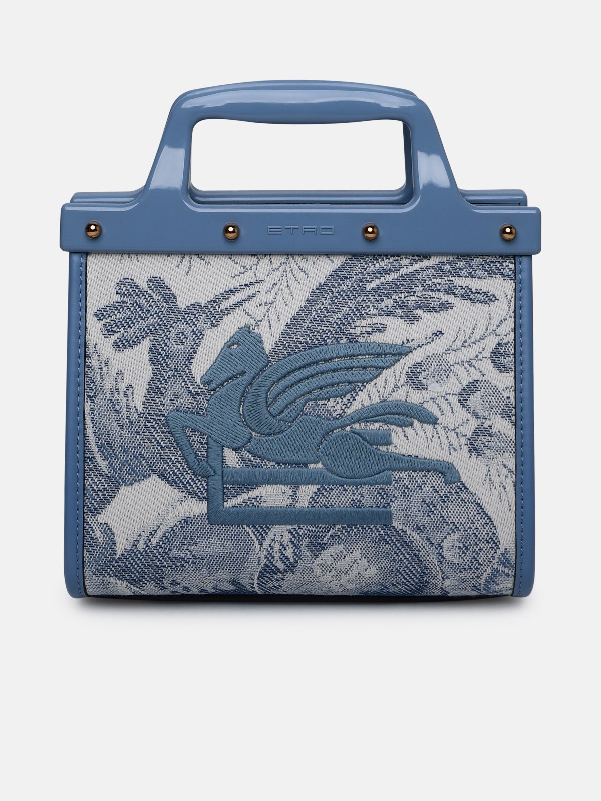 Etro Two-tone Fabric Bag In Light Blue