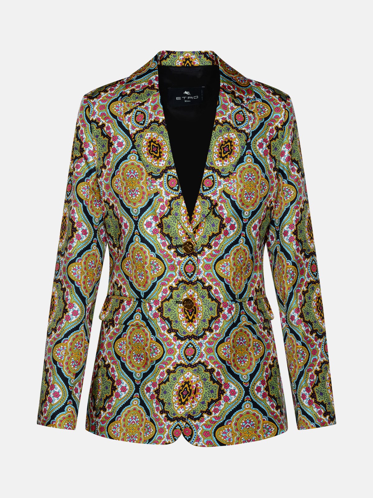 Shop Etro Multicolor Silk Blazer In Black