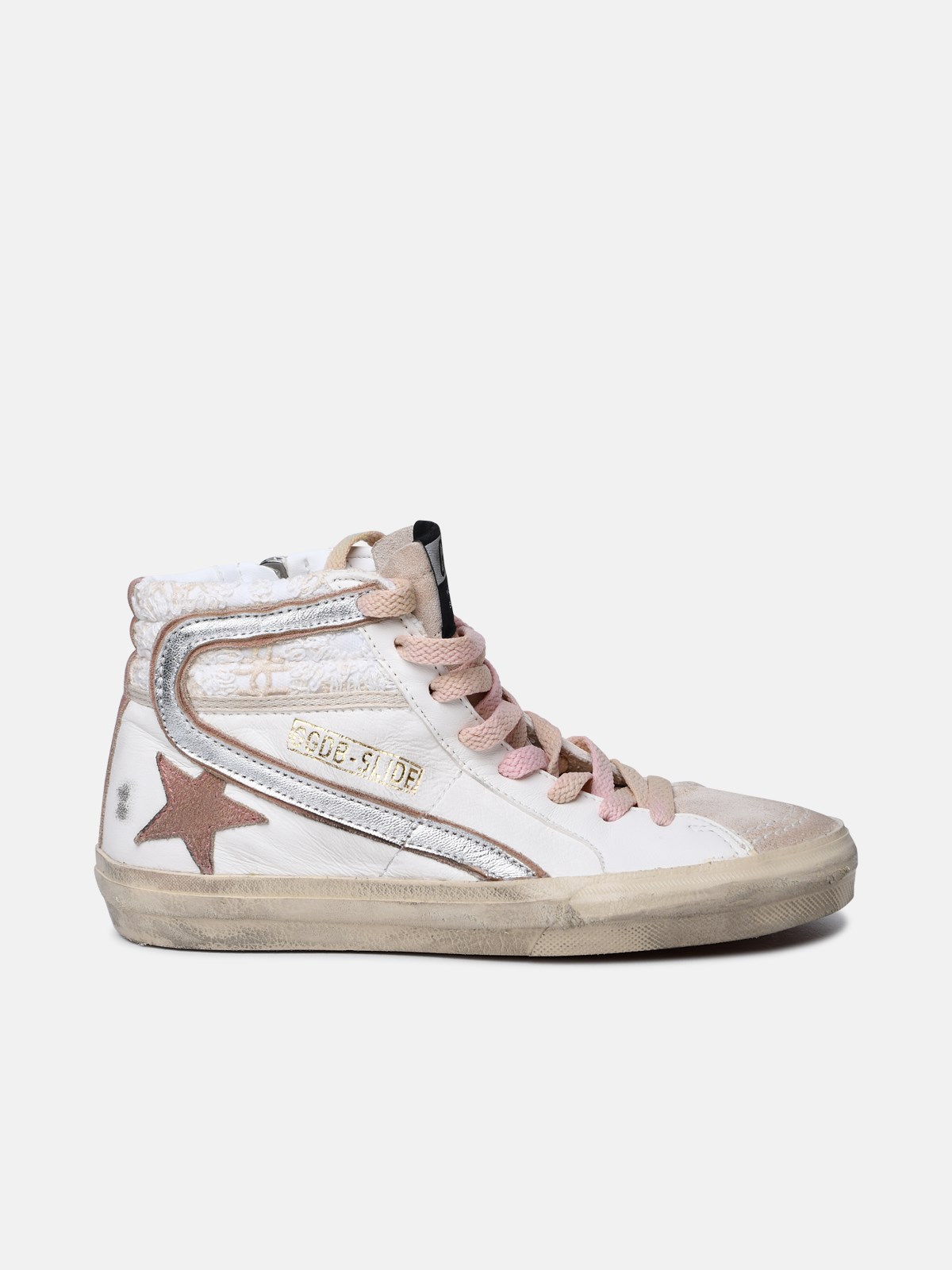 Shop Golden Goose 'slide' White Leather Sneakers