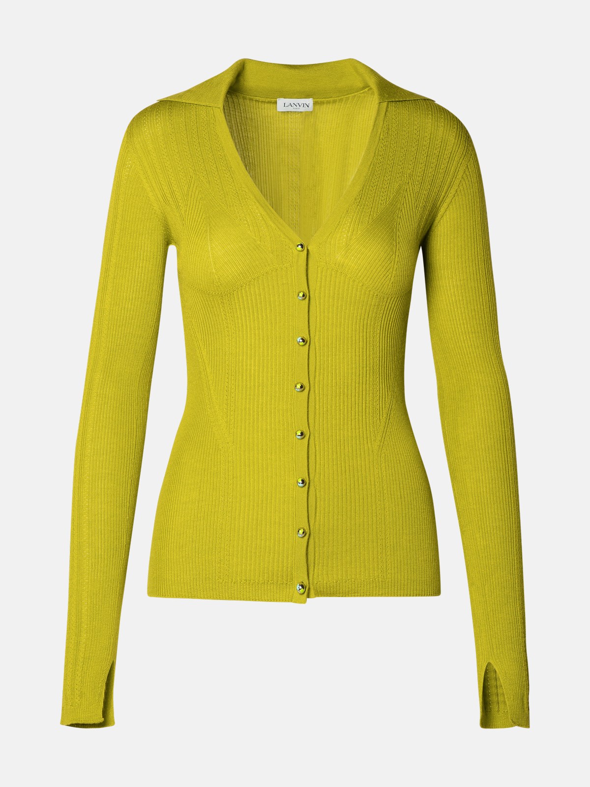 Shop Lanvin Green Cashmere Blend Cardigan