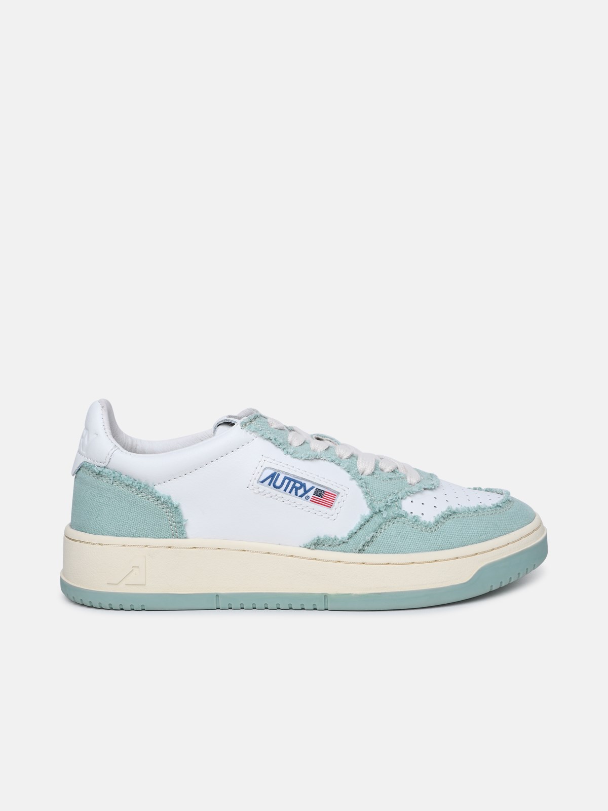 Shop Autry Teal Leather And Canvas Medalist' Sneakers In Light Blue