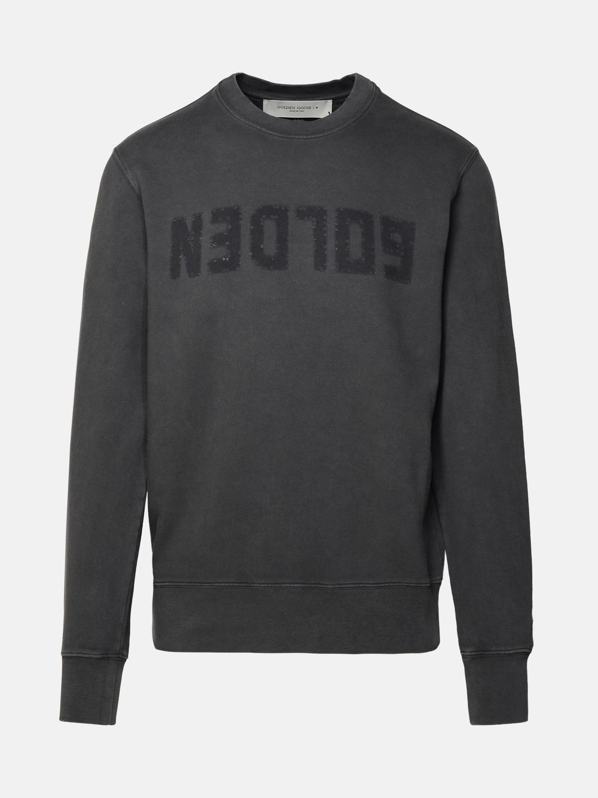 Golden Goose Golden M S Regular Sweatshirt Distressed Cotton Jersey With Logo Clothing In Gray